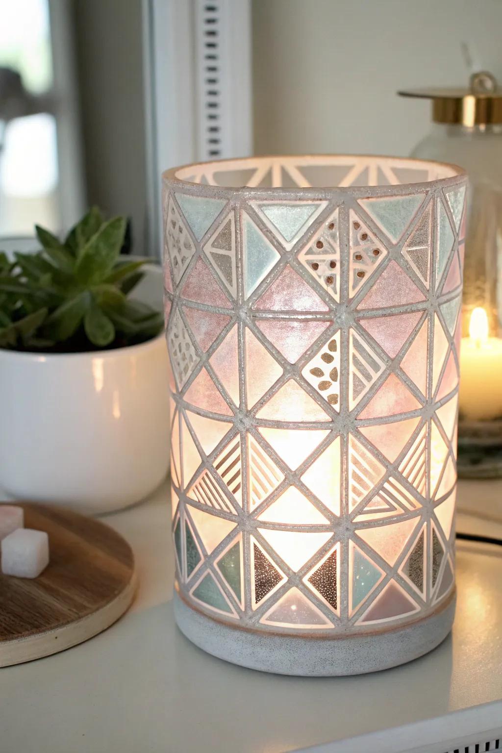 Brighten your area using symmetrical elegance: a modern and minimalist fused glass night light.