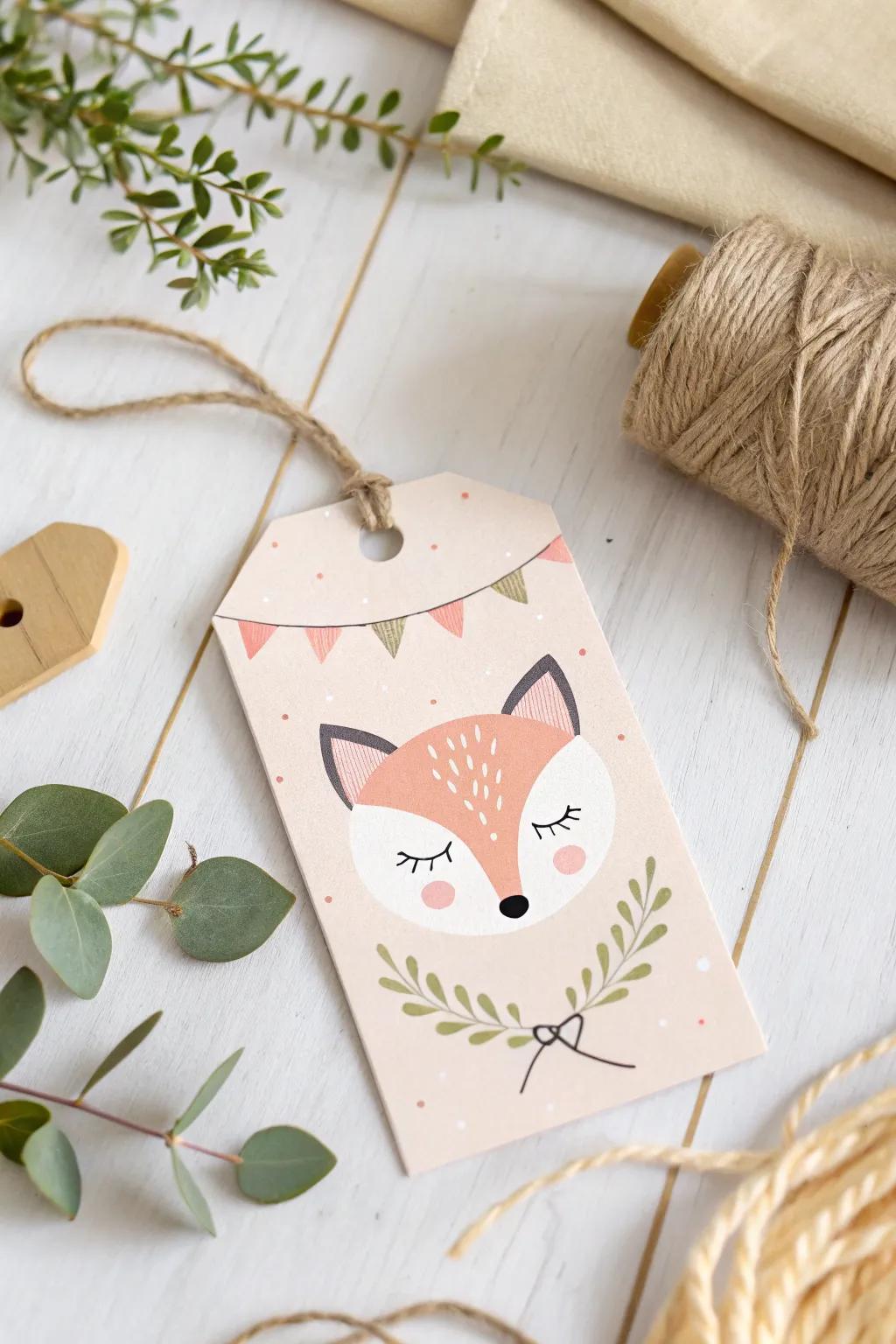 Add a whimsical and personal touch to your gifts with these adorable fox face tags!