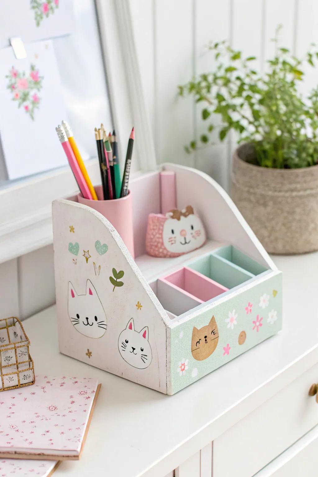 Turn your desk into a kawaii paradise with this charming organizer system!