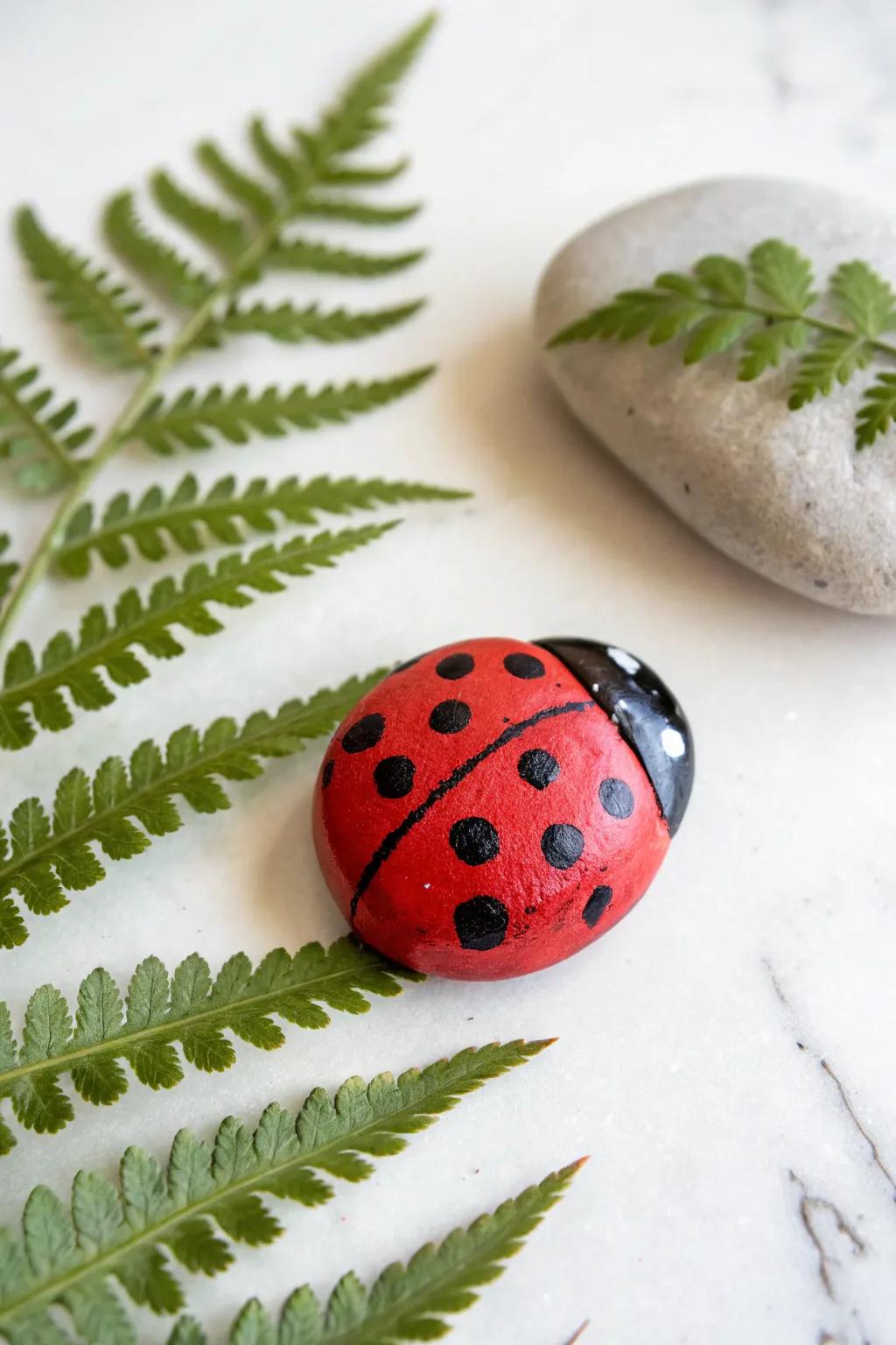 Incorporate whimsical allure into your garden using this endearing ladybug pebble craft!