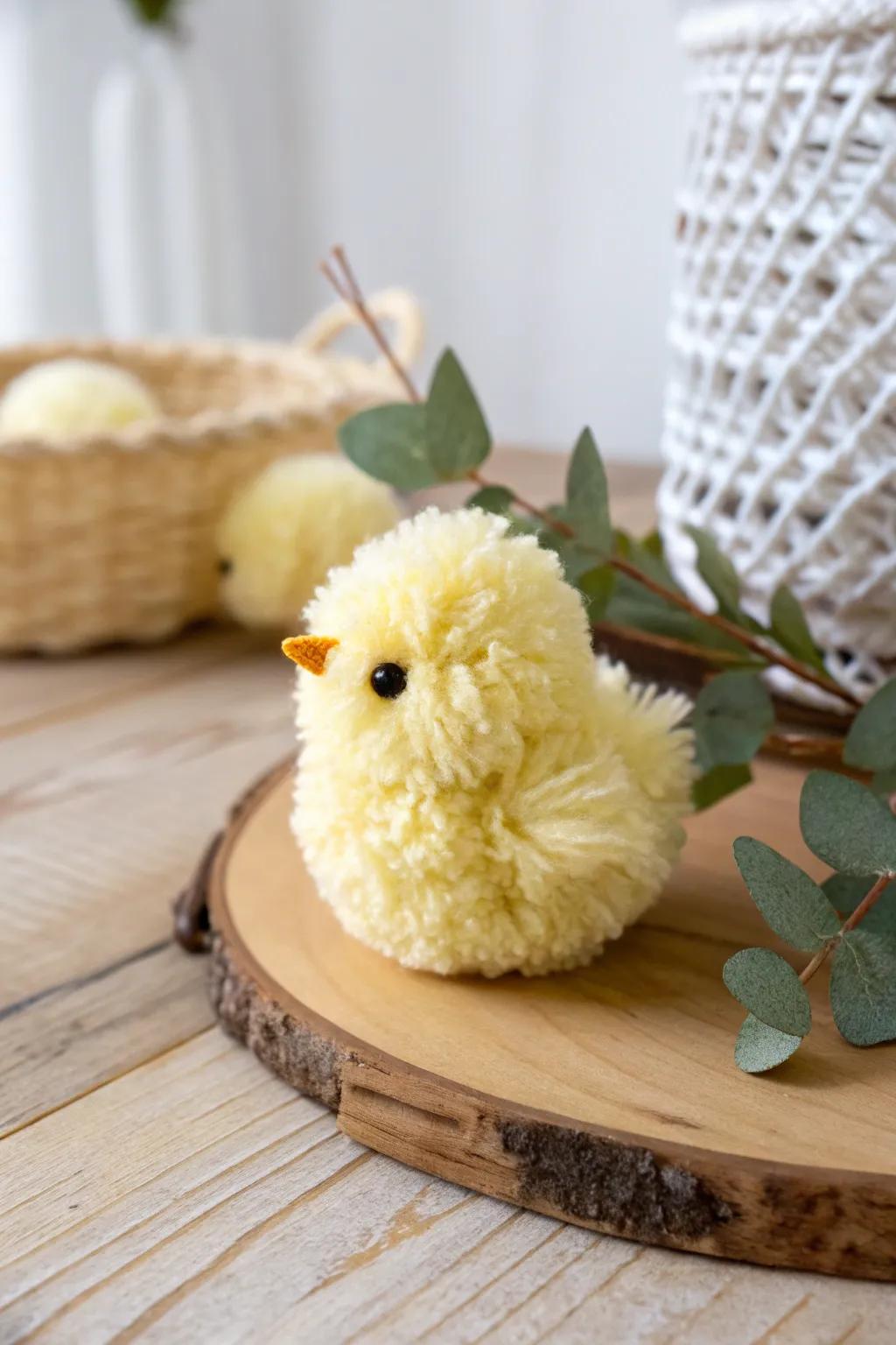 Embrace the joy of spring using this captivating pom-pom nestling, a delightful acknowledgment of the season's simplicity and allure.