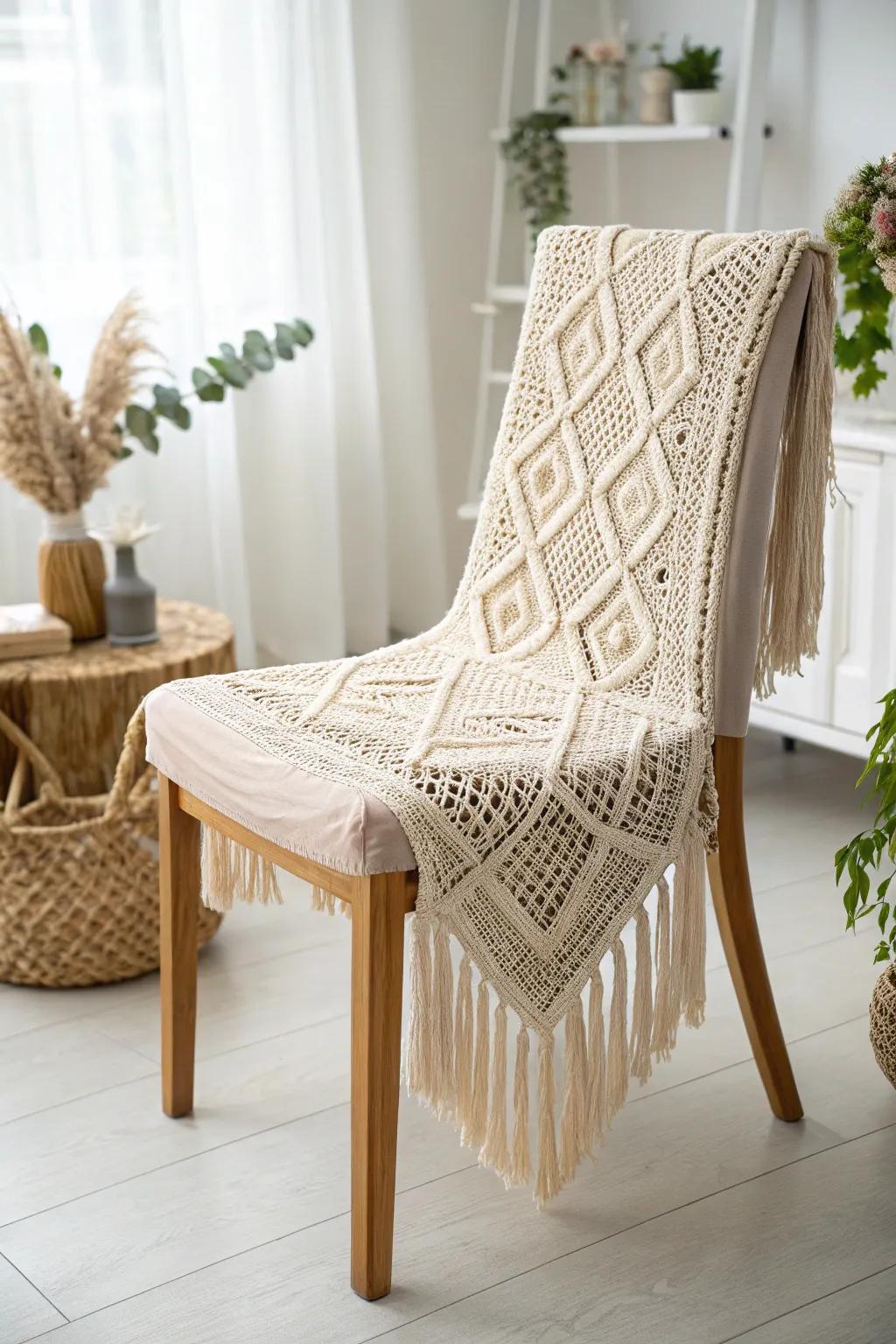 Elevate your baby shower ornamentation through stunning boho-themed chair wraps that blend simplicity and craftsmanship.