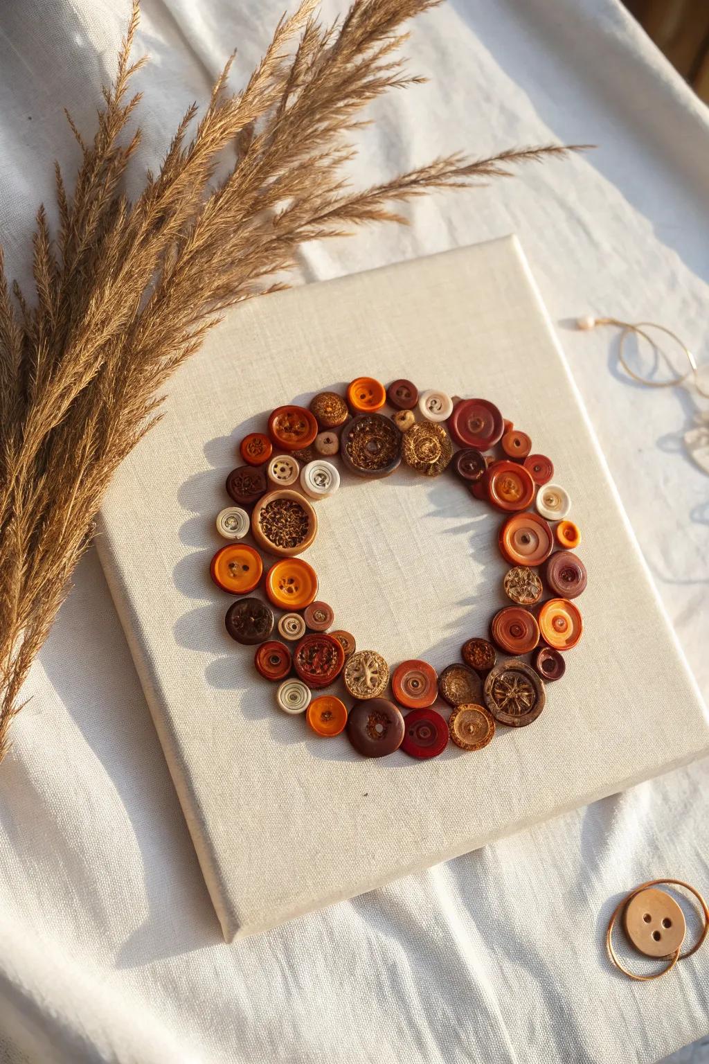 Celebrate the changing seasons with a vibrant button wreath.