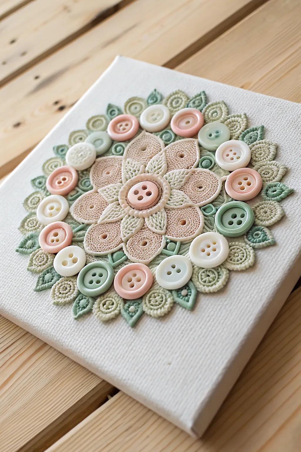 Achieve serenity with intricate button mandalas.