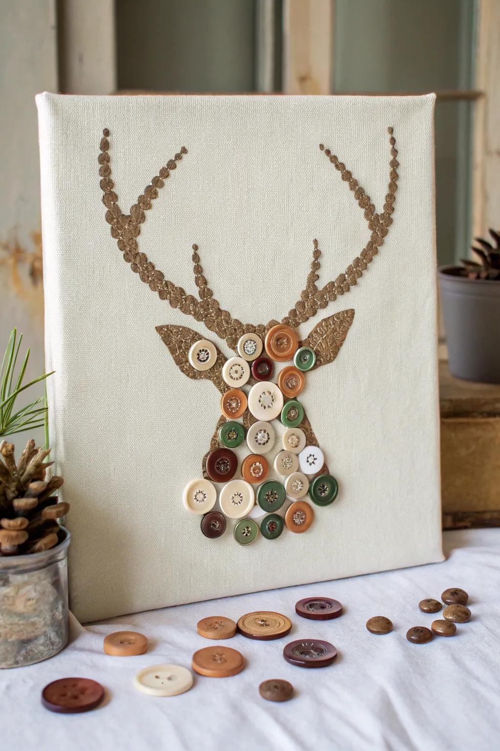 Create charming animal portraits with buttons.