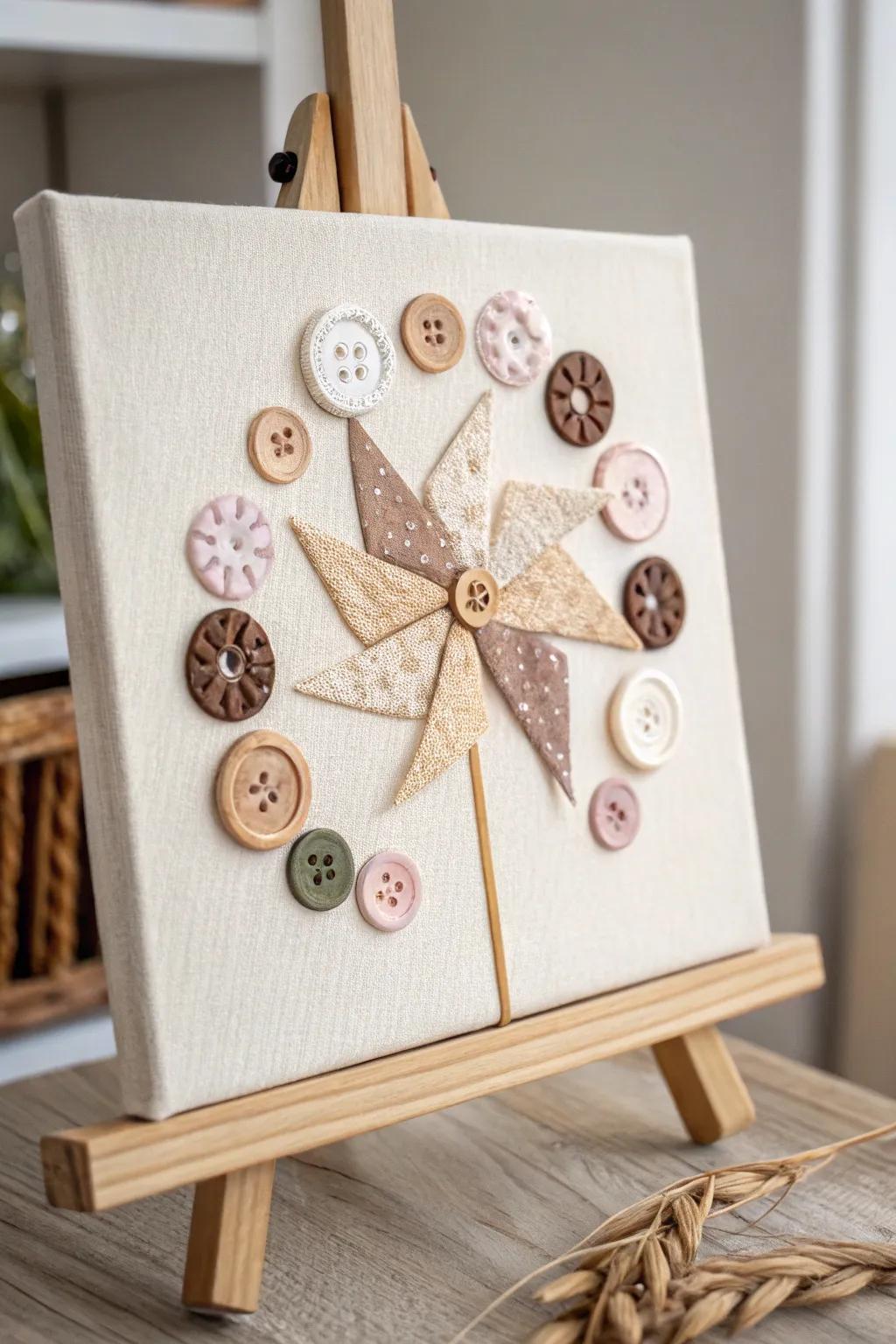 Add rustic charm with a handmade button air fan.