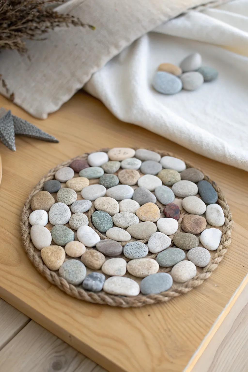 Elevate your coffee surface using handcrafted stone art coasters that merge simplicity and natural beauty.