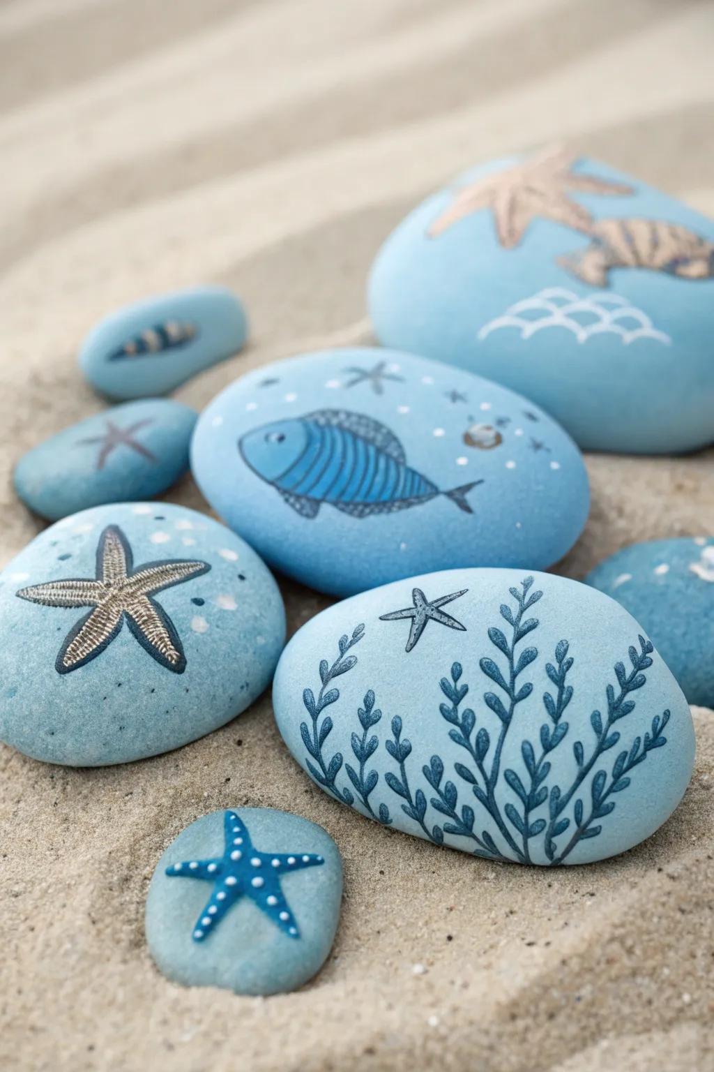 Immerse yourself in tranquility with this captivating pebble art, ideal for crafting a peaceful underwater getaway in your personal area.