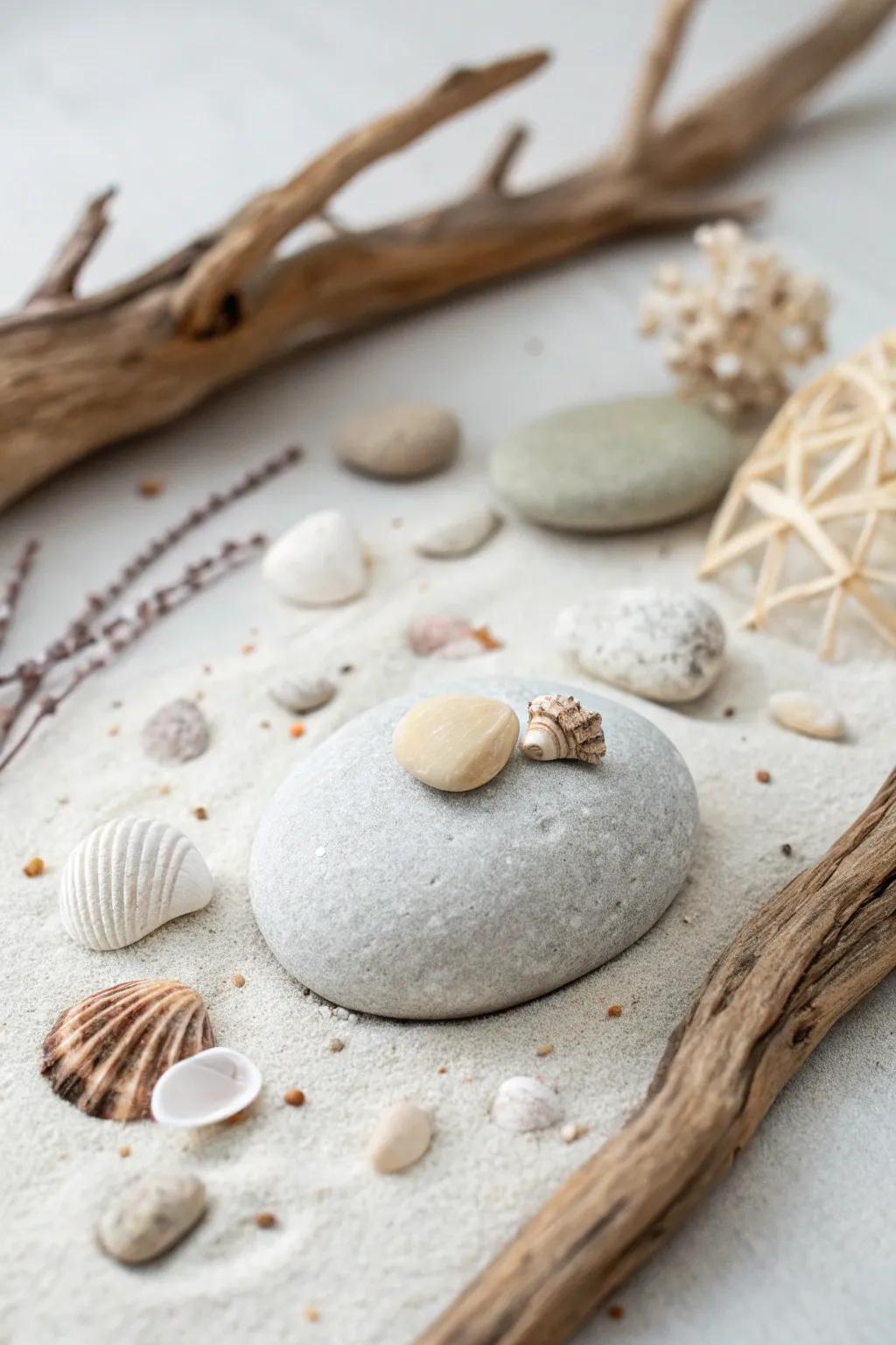 Capture the spirit of the shore with simple pebble art - a modest yet striking homage to nature's splendor.
