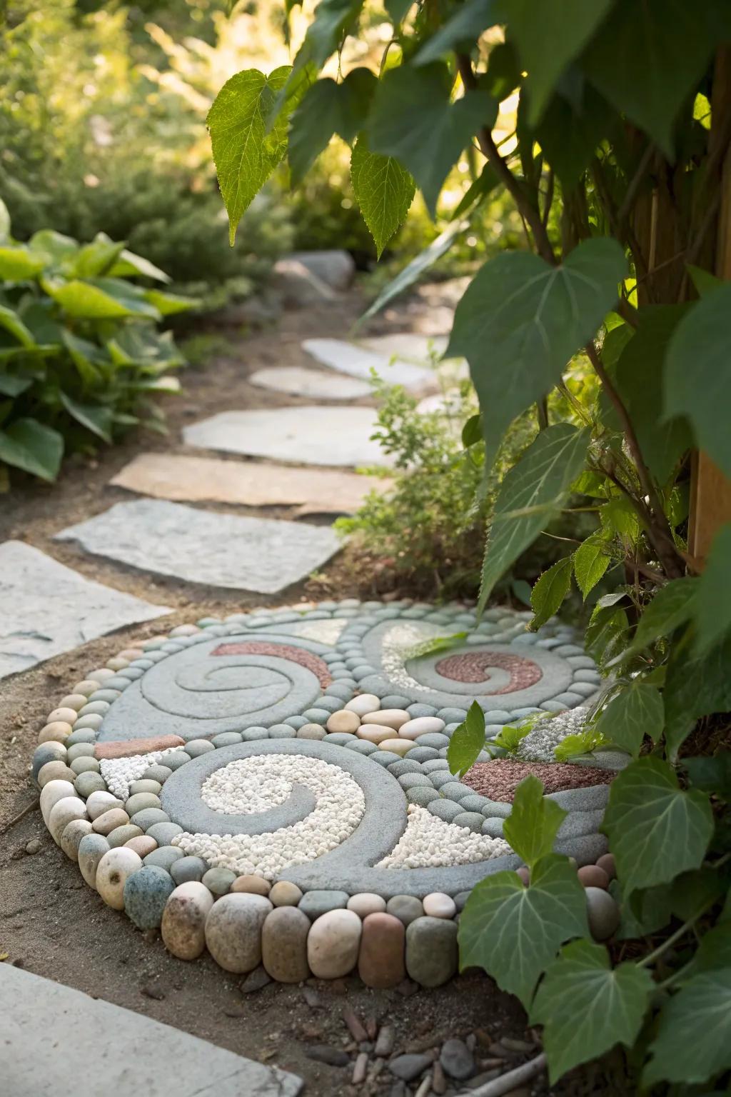 Inject a hint of enchantment into your garden using handcrafted mosaic stone pavers.