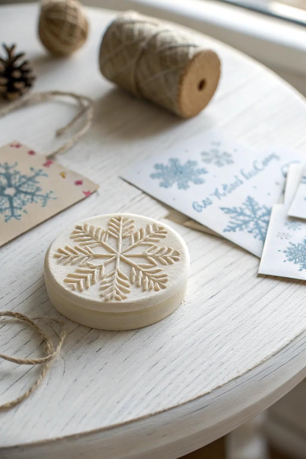 Capture winter's magic with delicate snowflake stamps.