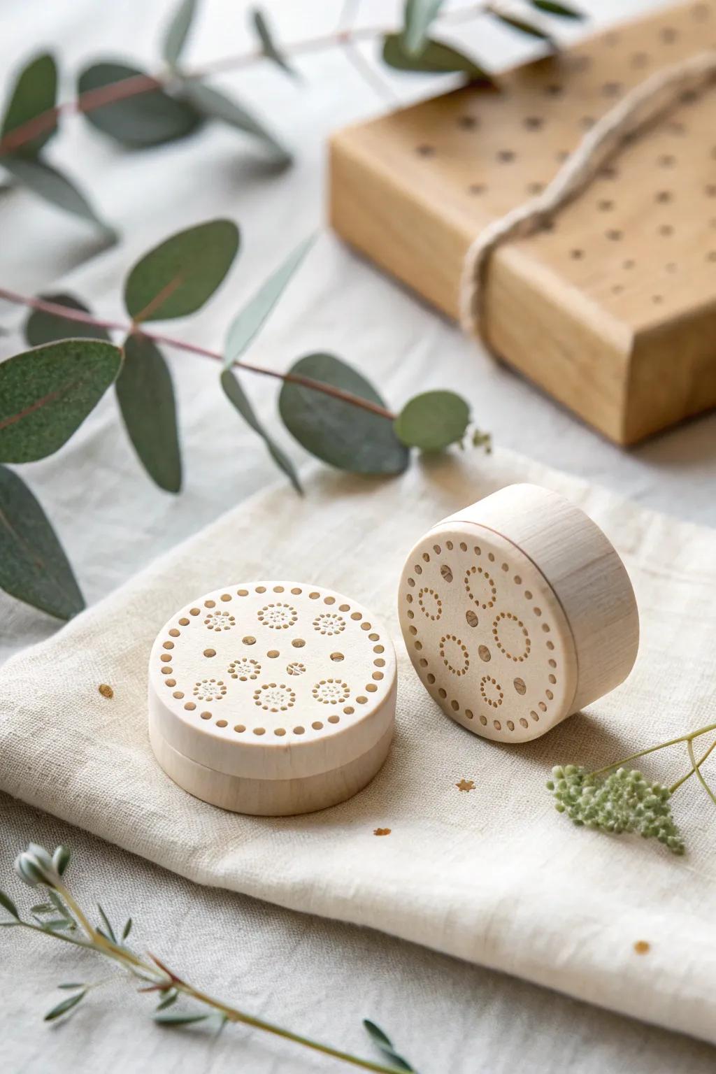 Round dot stamps add a cheerful touch to any craft.