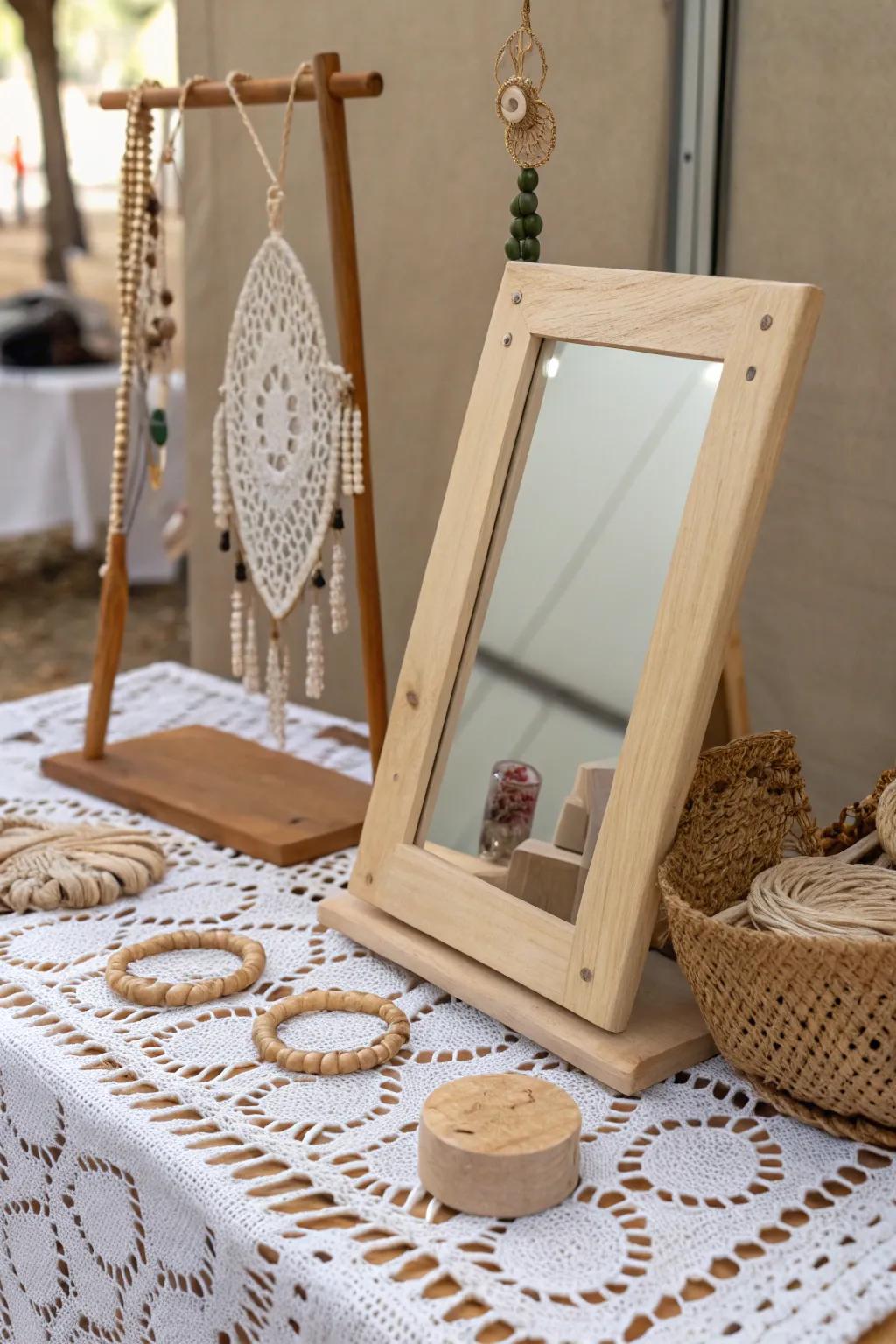 Showcase charm and elegance with this interactive reflection spot, ideal for displaying your crochet wonders!