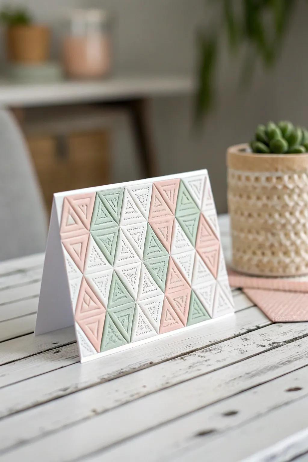Enhance your card-giving with striking 3D geometric designs that blend minimalist style with bohemian flair.