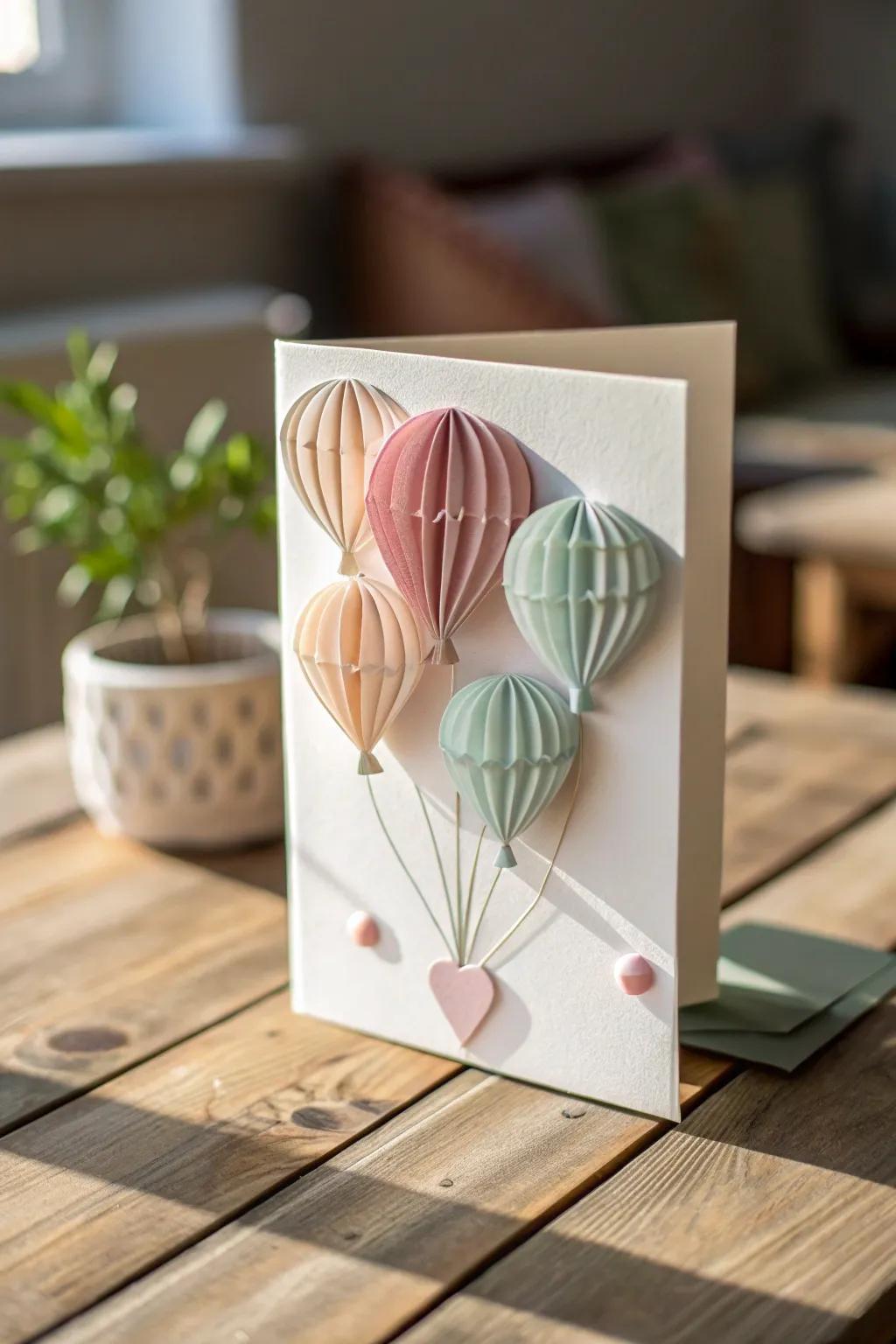 Celebrate with flair-discover the charm of 3D balloon cards that blend minimalist elegance with playful whimsy.
