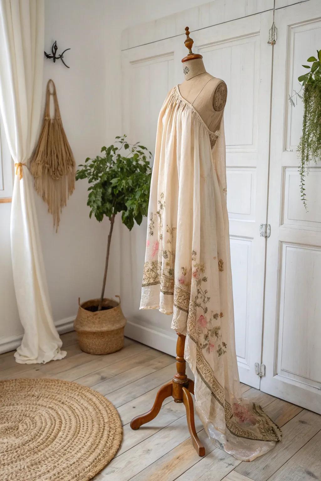 Give new life to old curtains by transforming them into a flowing dress.
