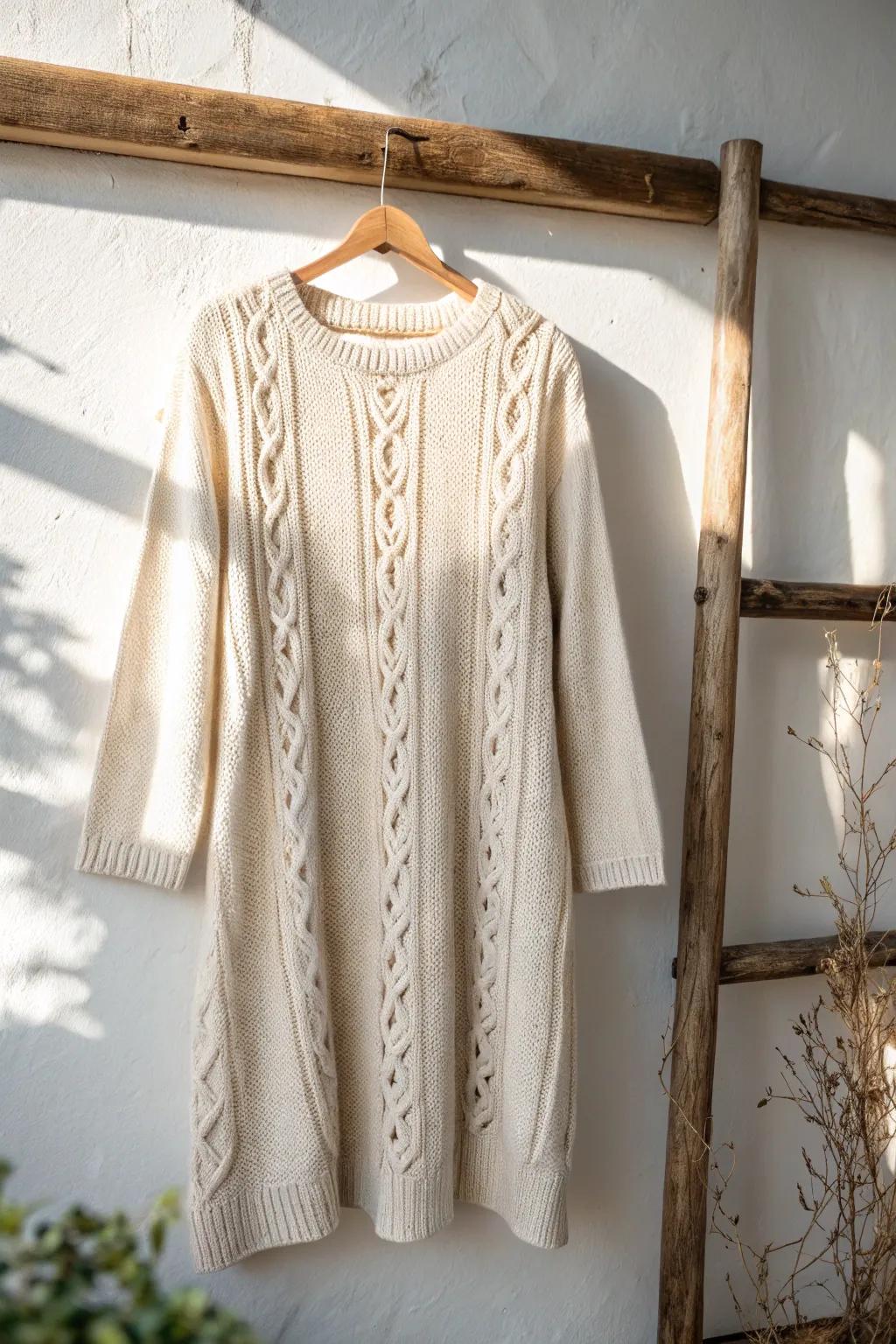 Stay warm and stylish by converting a pullover into a dress.