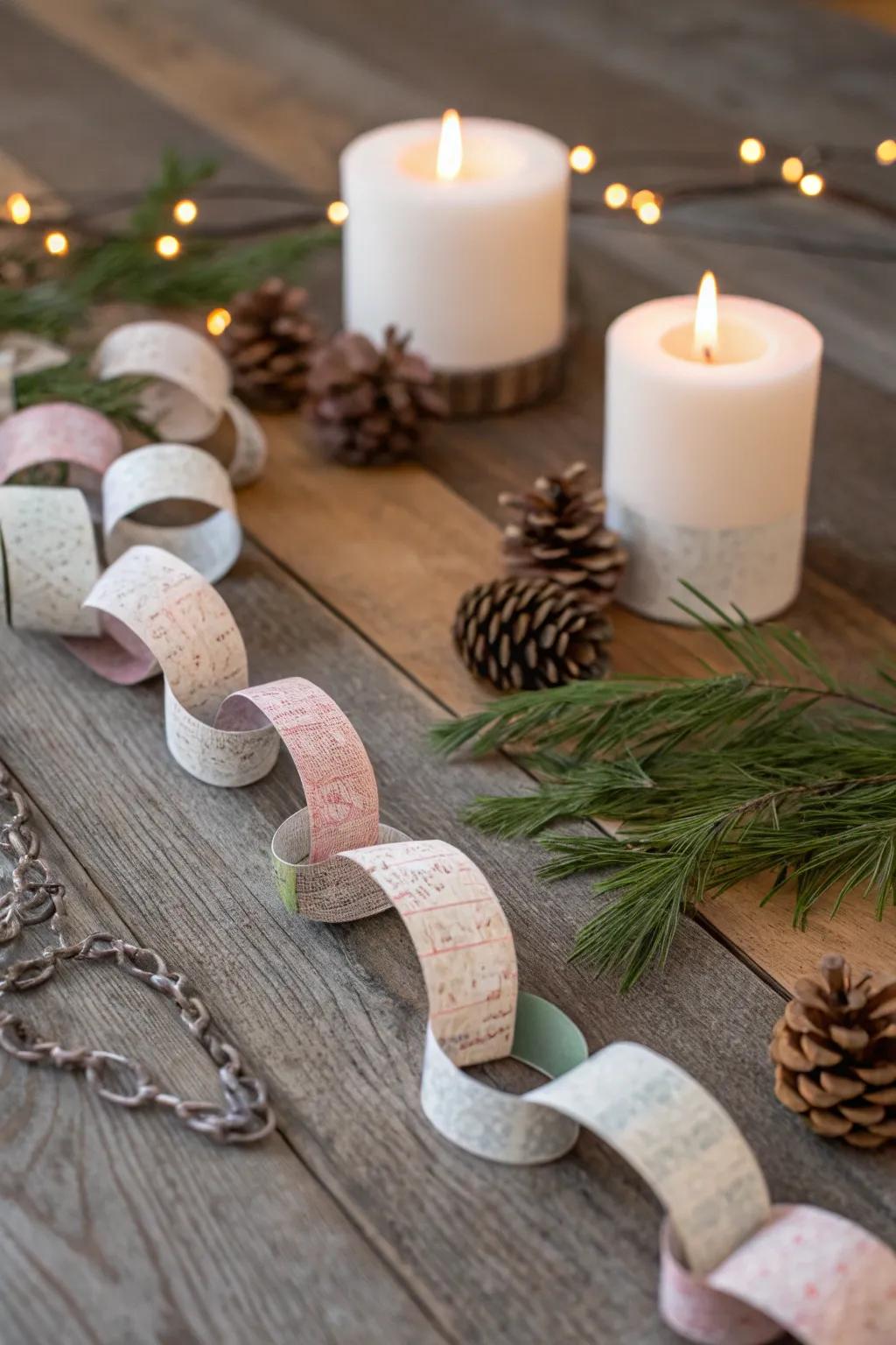 Embrace nostalgia with handcrafted holiday paper ribbons, where simplicity blends with natural charm.