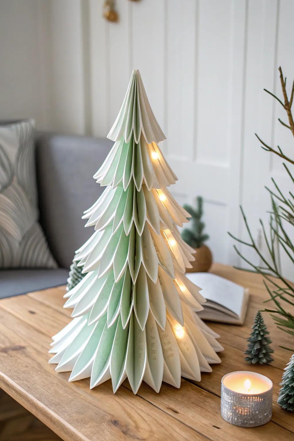 Infuse your area with a hint of simple enchantment: Handmade Sculptural Paper Christmas Trees.