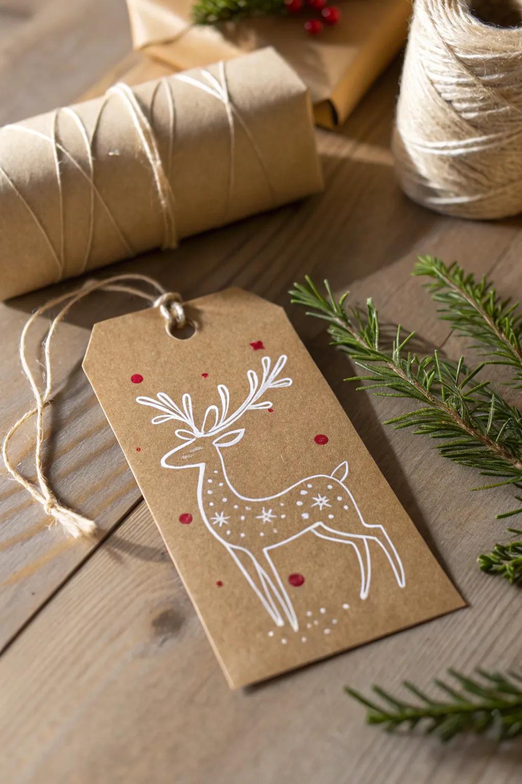 Bring a playful accent to your presents with these delightful reindeer labels, ideal for an understated holiday ambiance.