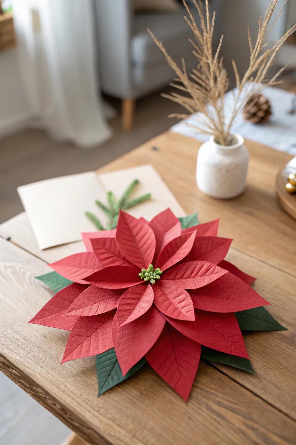 Enhance your holiday decorations with handcrafted paper starbursts, where simplicity blends with natural charm.