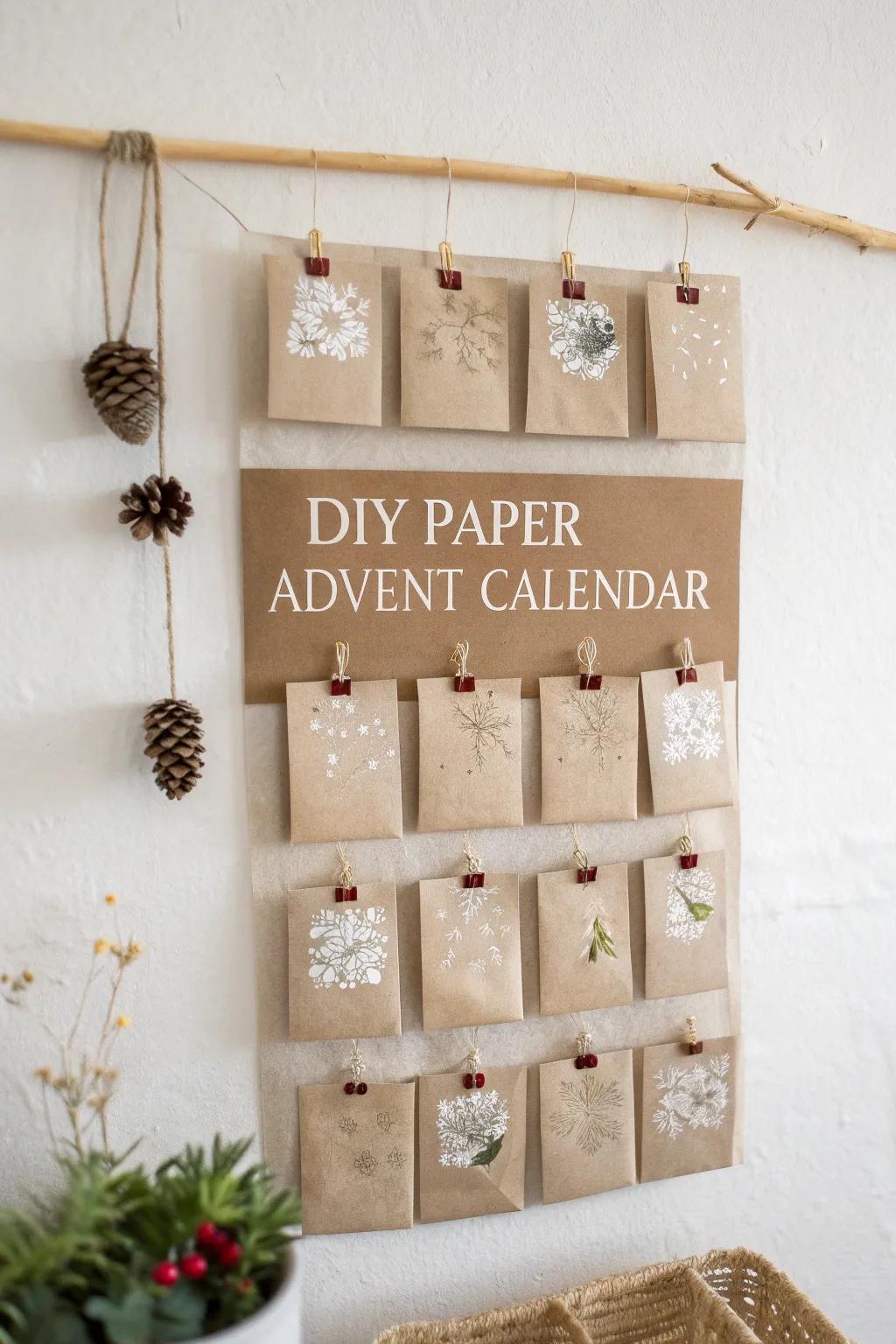 Countdown to Christmas with this understated bespoke paper countdown display, where simplicity meets natural charm.
