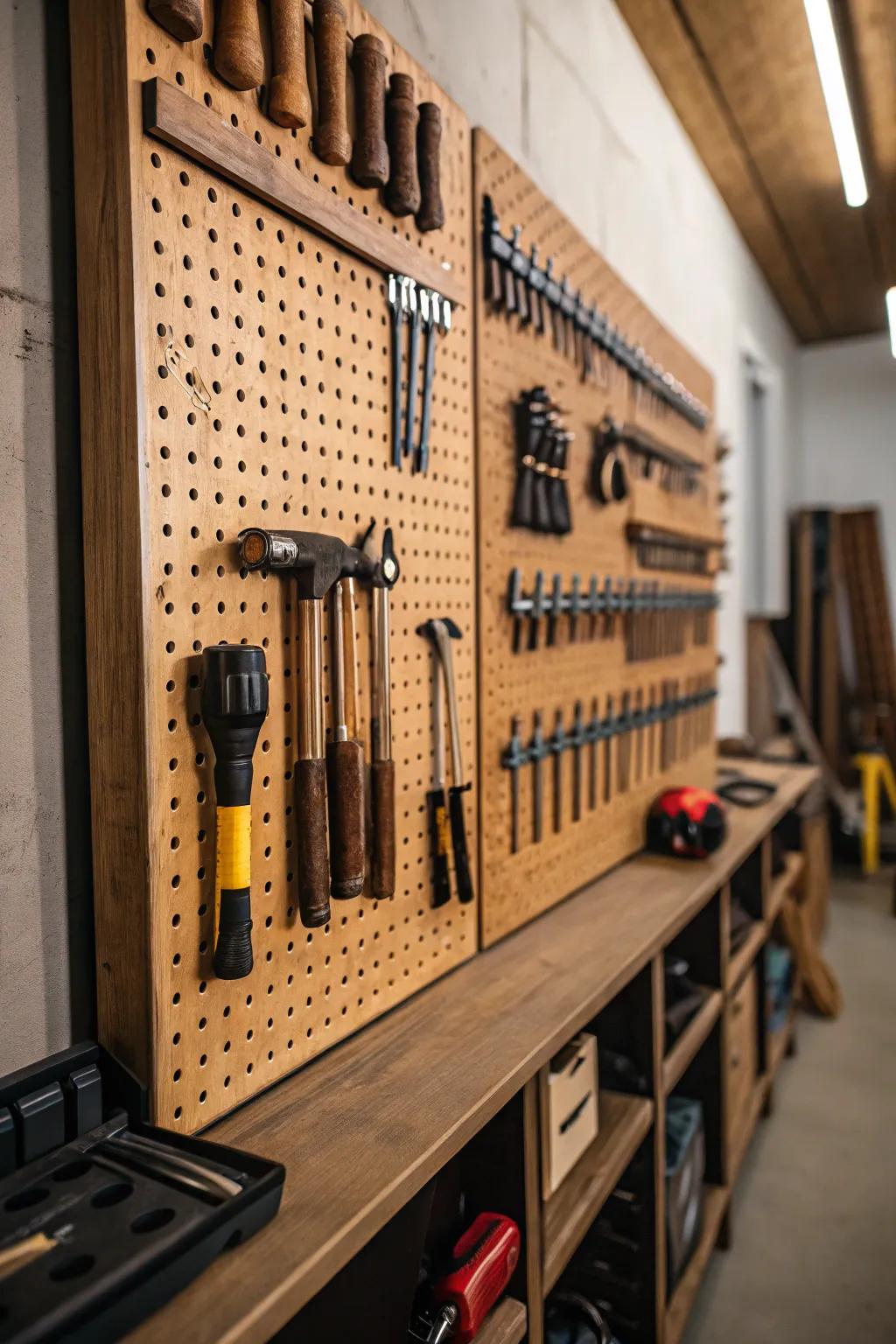 Take command of your space with a beautifully arranged perforated board, where expertise aligns with efficiency.