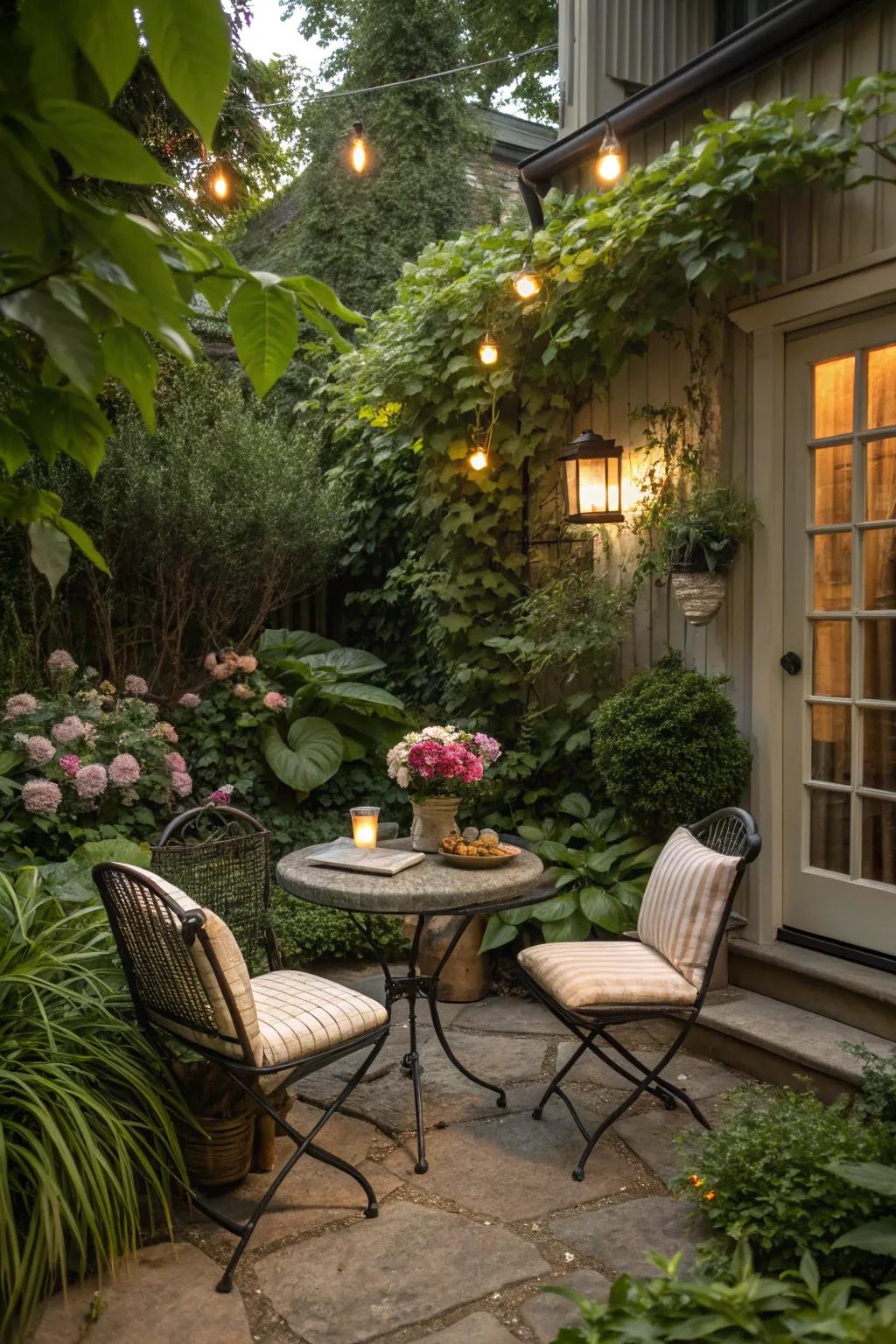 A cozy seating area, ideal for unwinding in the garden.