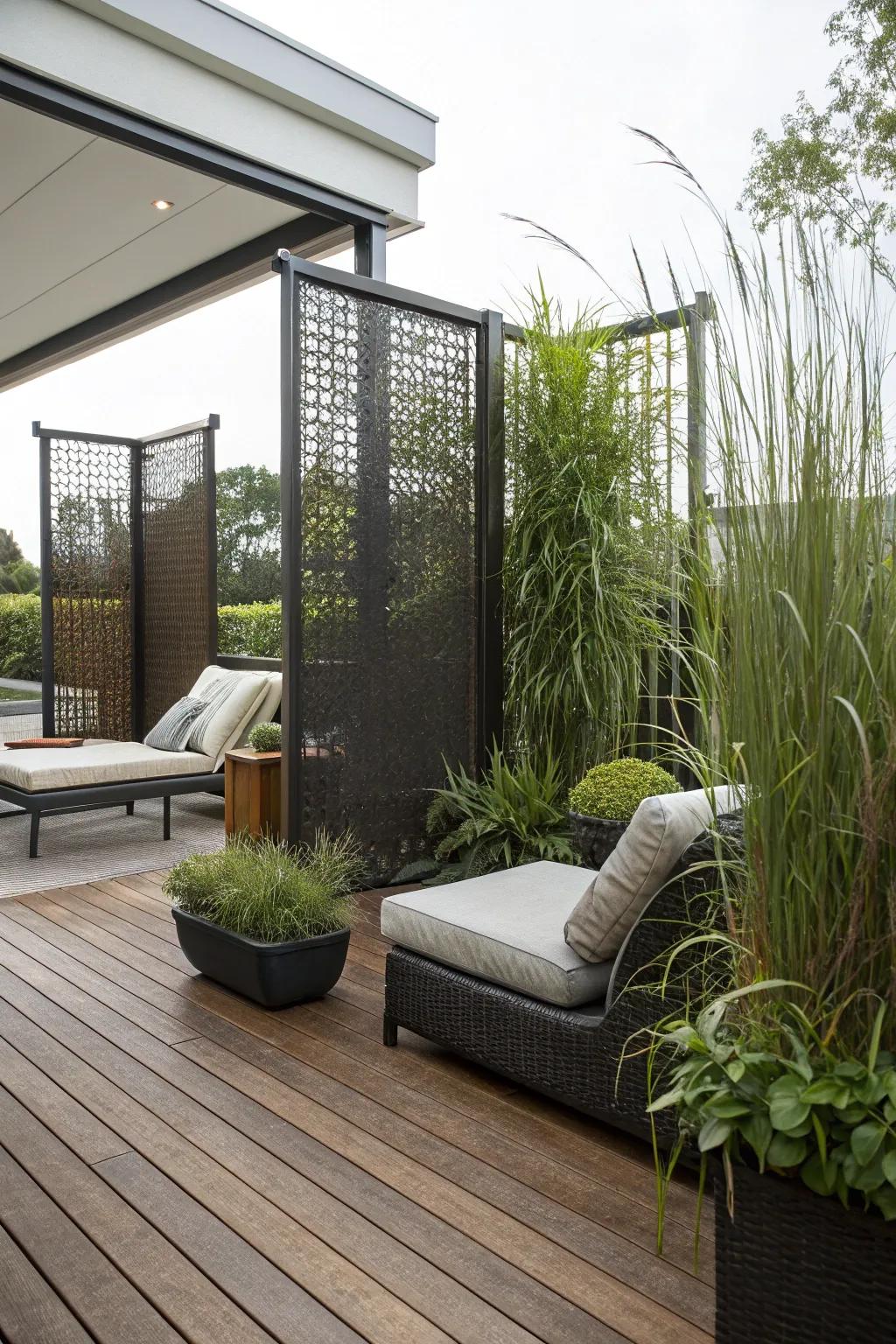 Private zones on your deck offer a tranquil retreat for relaxation.