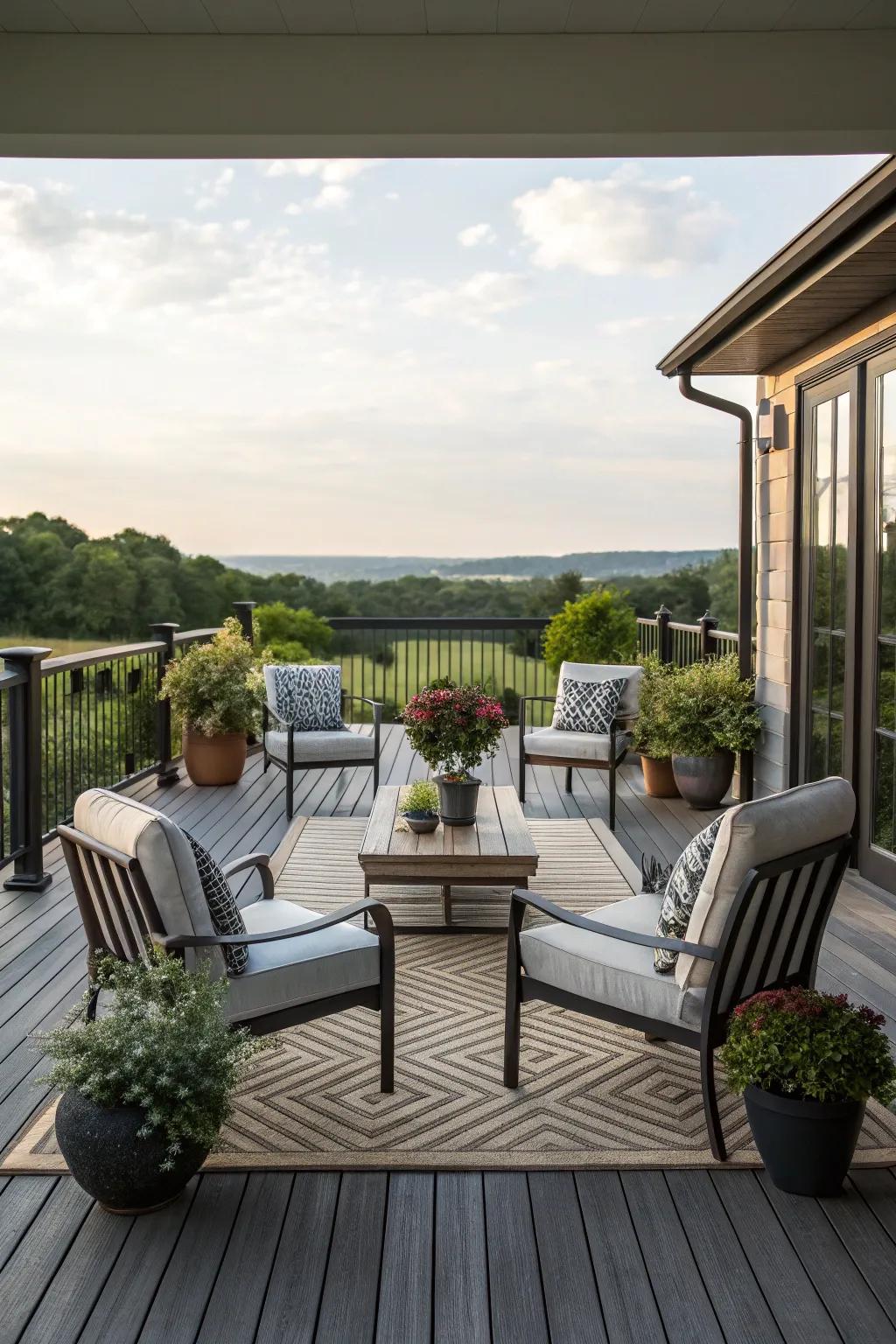 Symmetrical arrangements bring harmony and elegance to your deck.