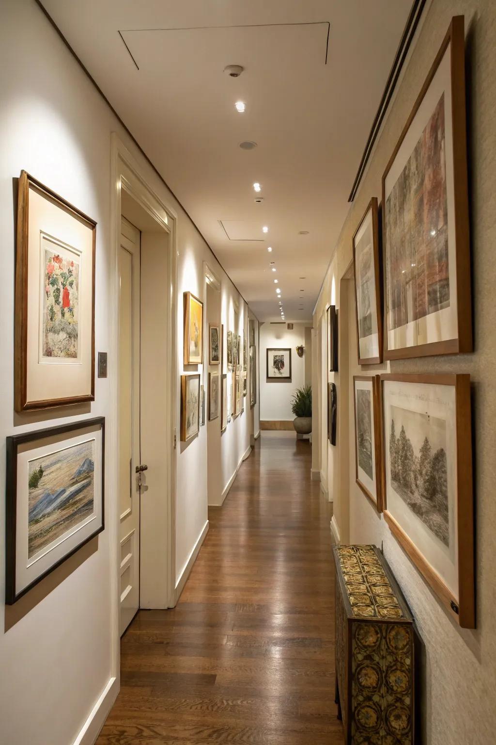 Artistic pieces contribute distinctiveness and an individual impression to the corridor.