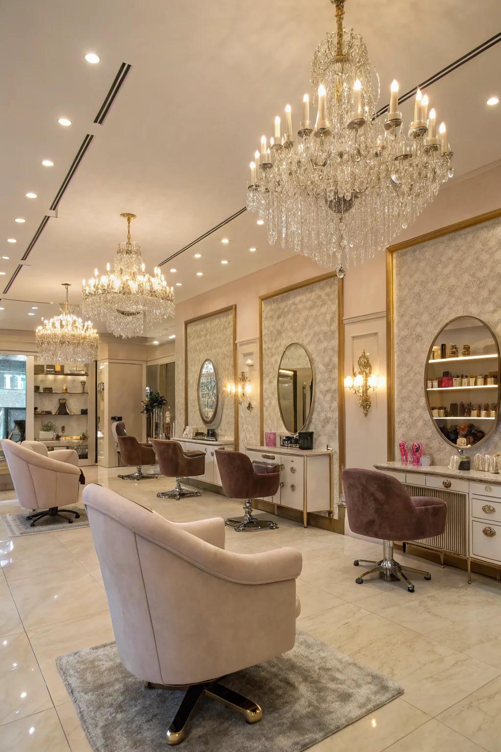 Opulent features add a sense of sophistication to your salon.