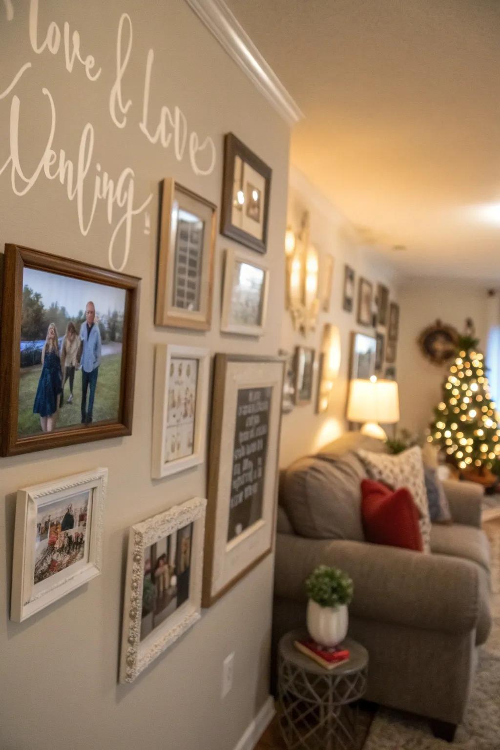 Inspire through script elements upon your photo wall.