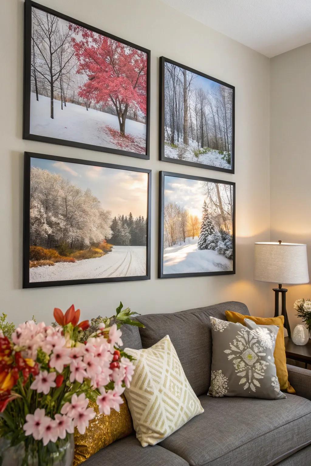 Rejuvenate your photo wall through periodic rotations.