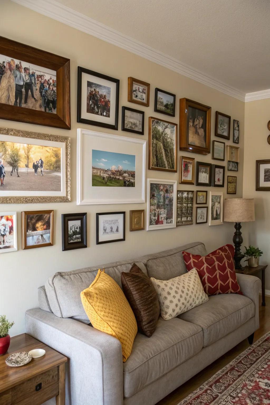 Individualize your photo wall with cherished familial portraits.