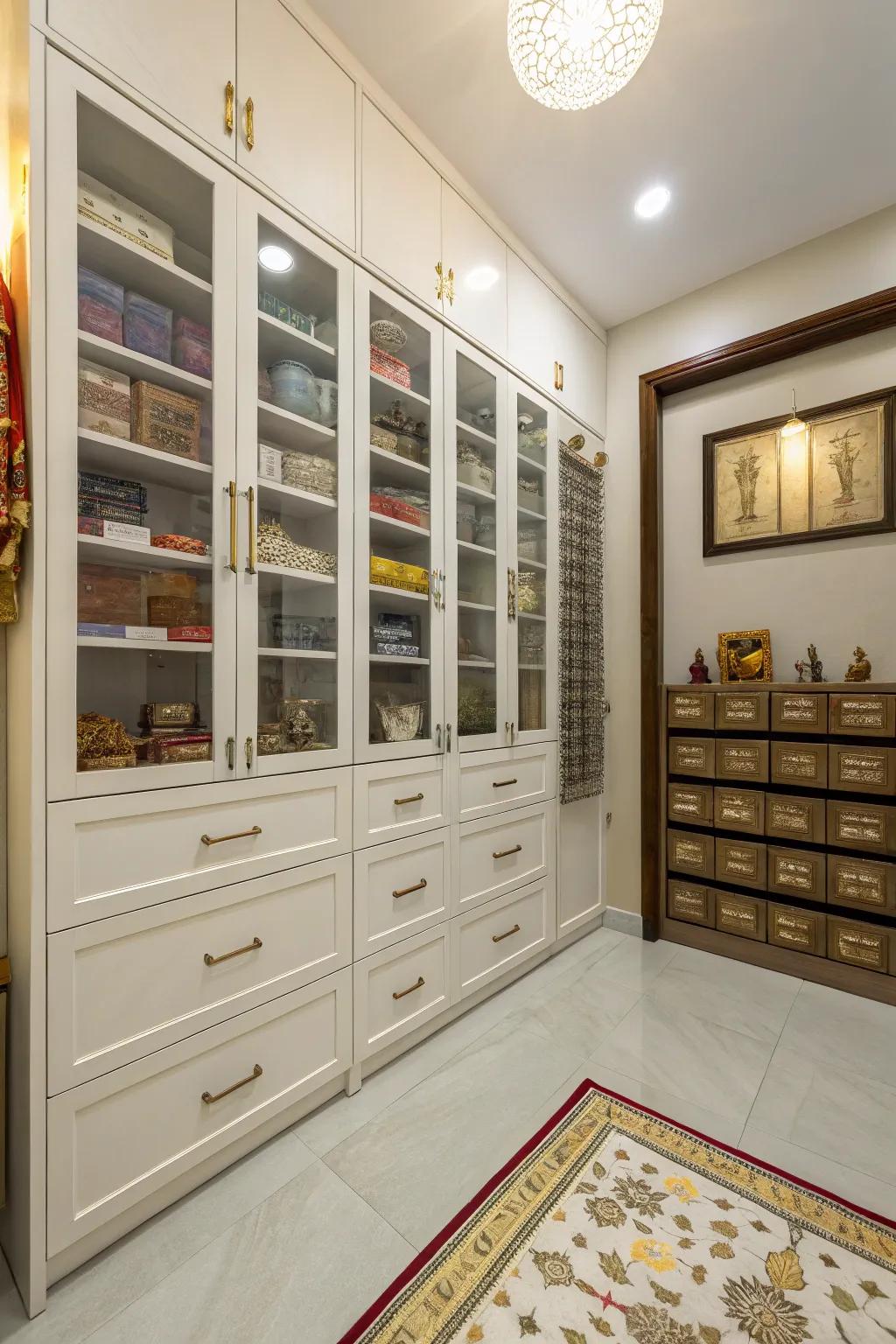 Innovative storage ideas to keep your pooja room organized.
