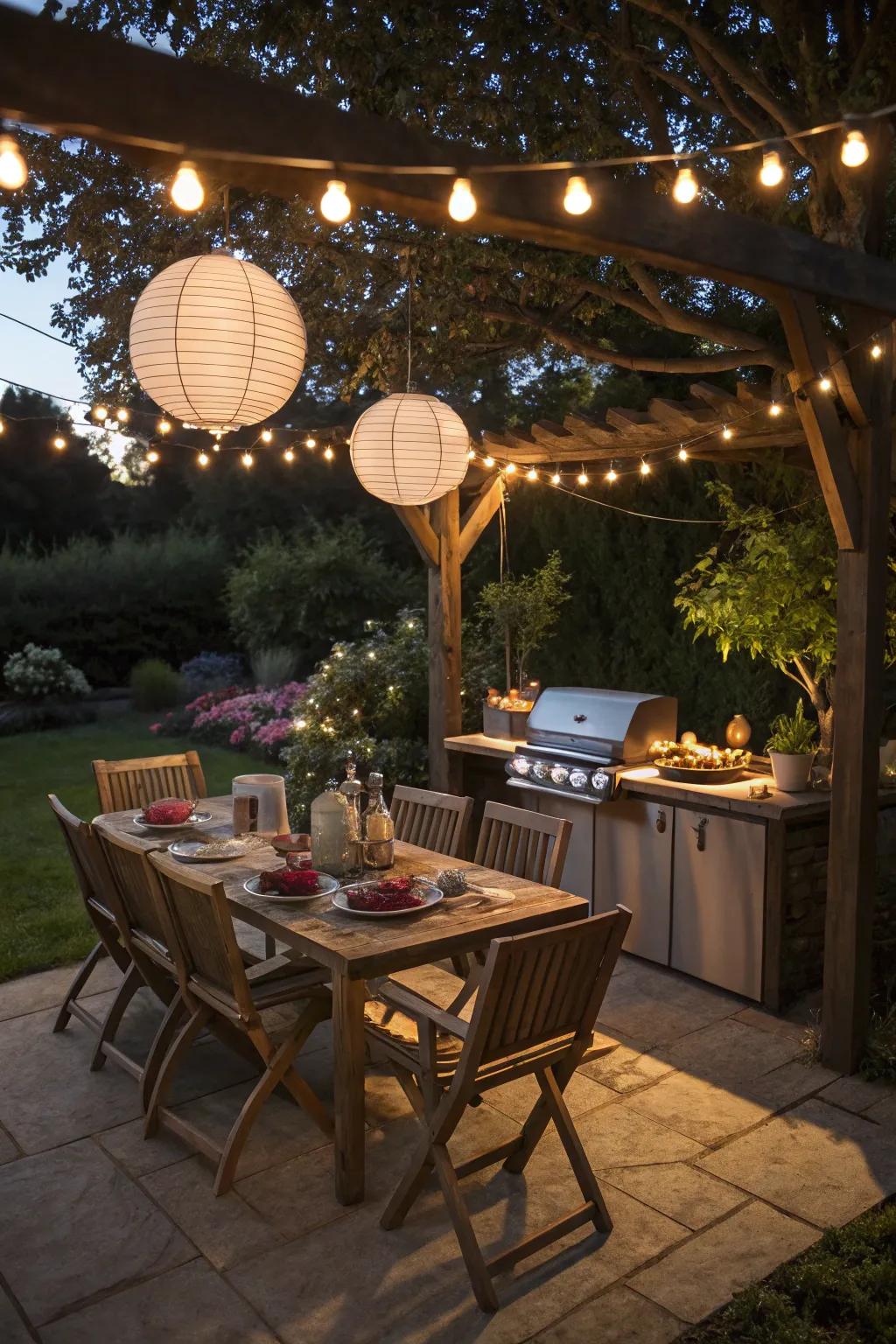 Lighting sets the ideal evening atmosphere for your BBQ space.