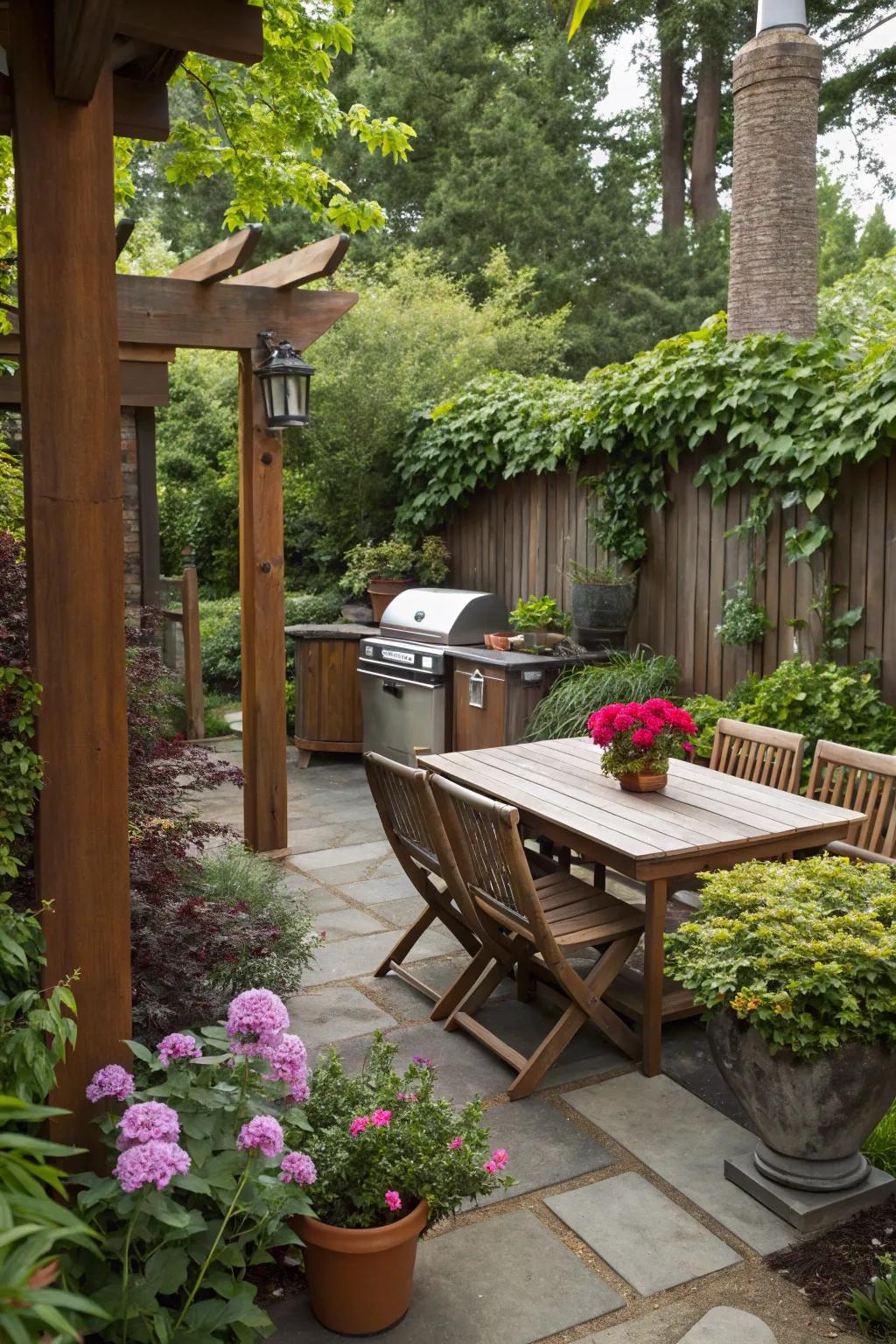 Organic elements bring peace to your BBQ area.