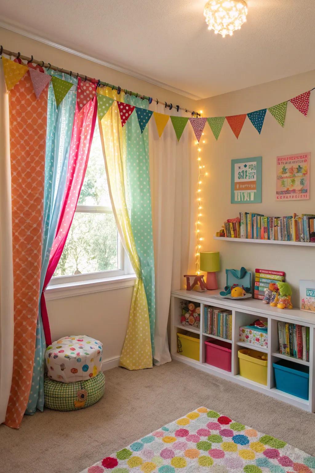 Vibrant valances inject playfulness into children's spaces.