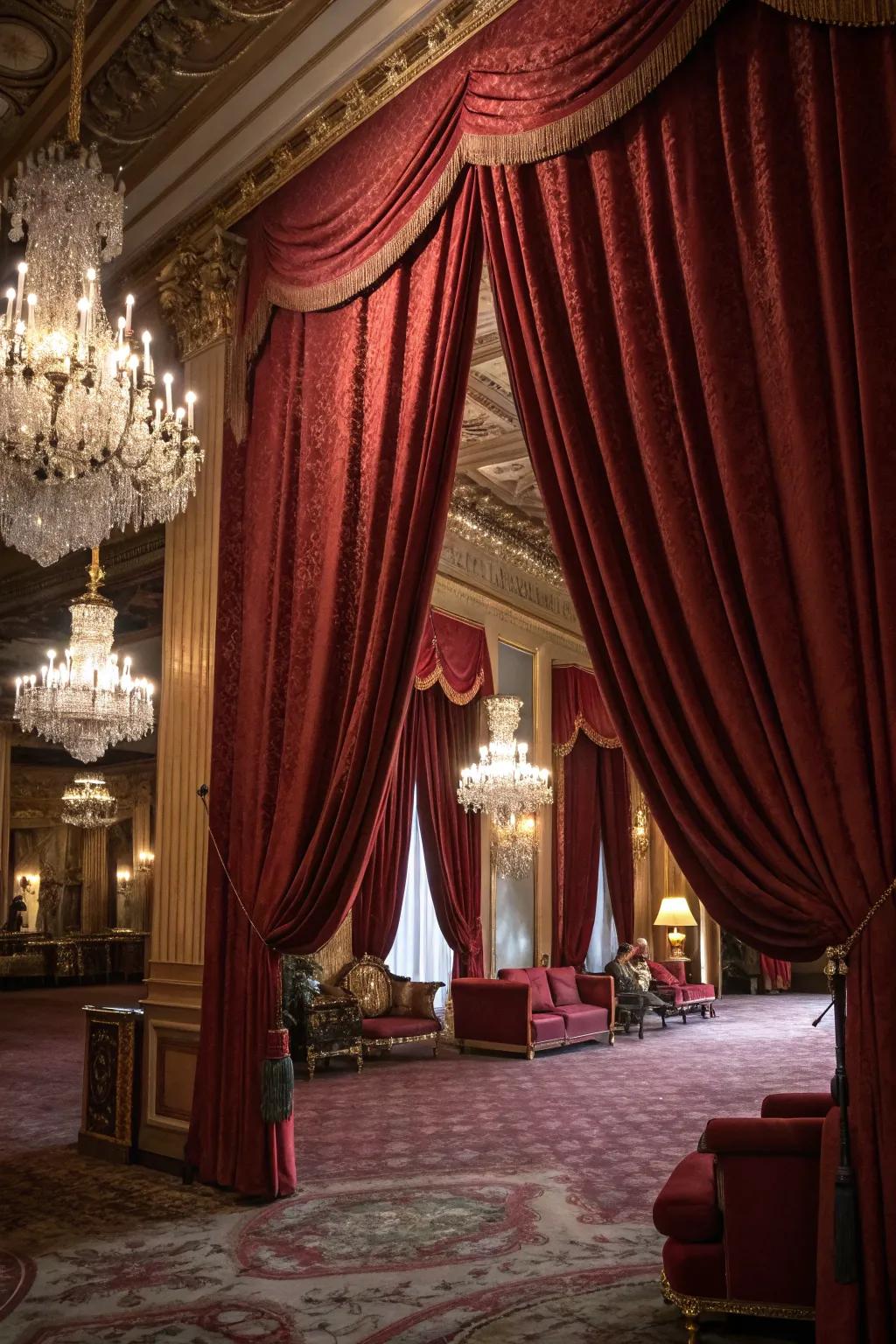 Velvet valances inject theatrics and opulence.