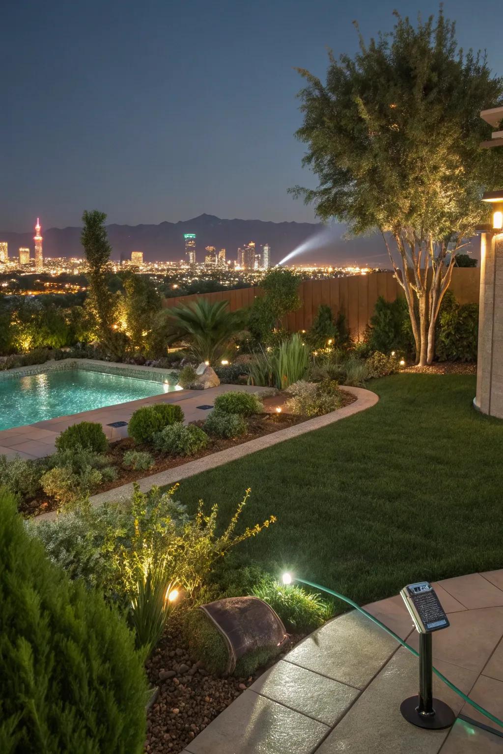 Smart technology in a Las Vegas backyard for ease and efficiency.