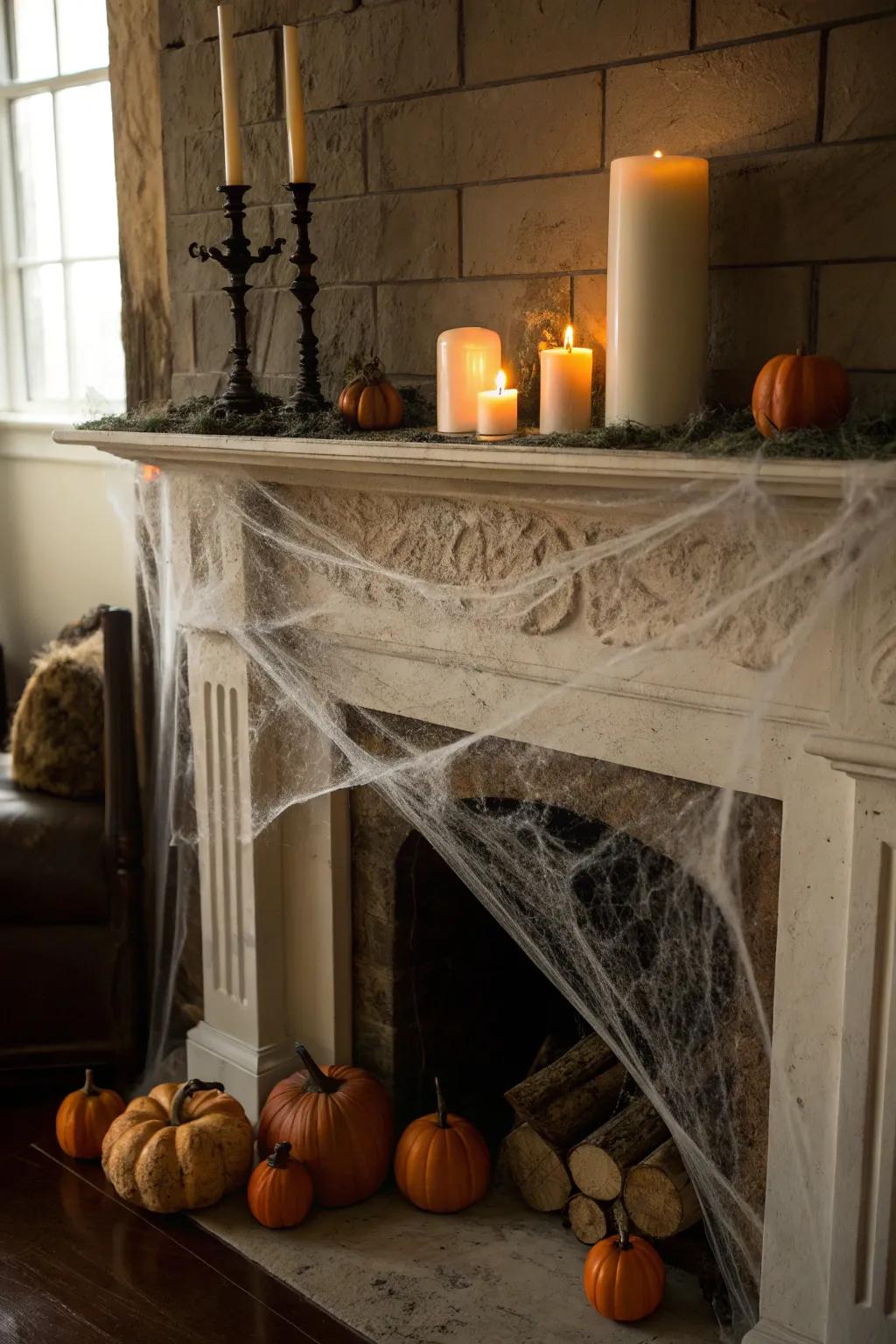 Forge an eerily exquisite mantelpiece for your Halloween ornamentation.