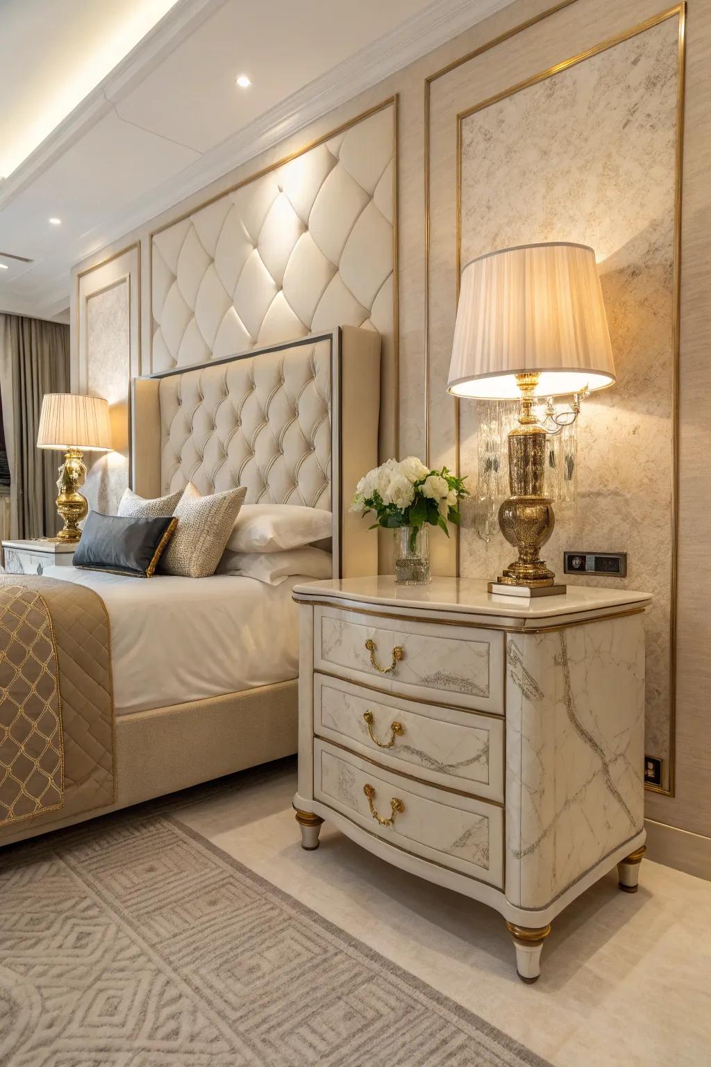 Both useful and fashionable are elegant bedside tables.