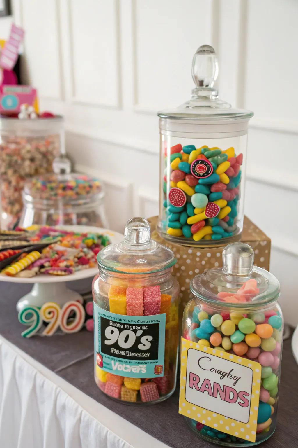 A retro sweet station brings nostalgia and sweetness to your party.