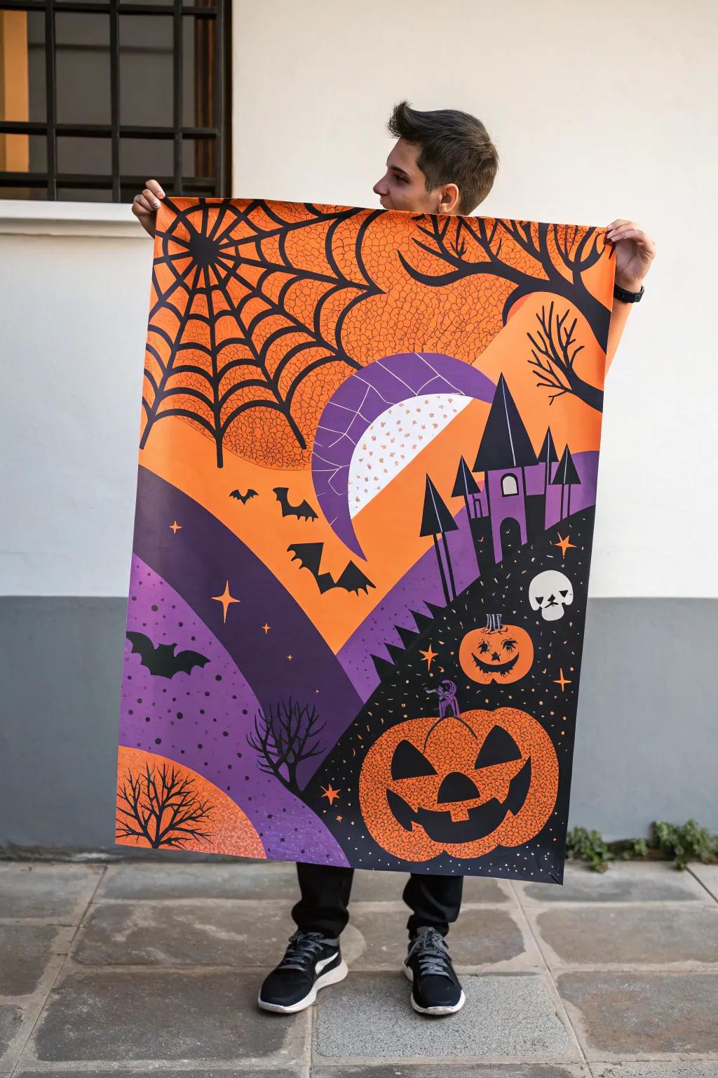 Striking color palette poster embodying Halloween's vibrant spirit.