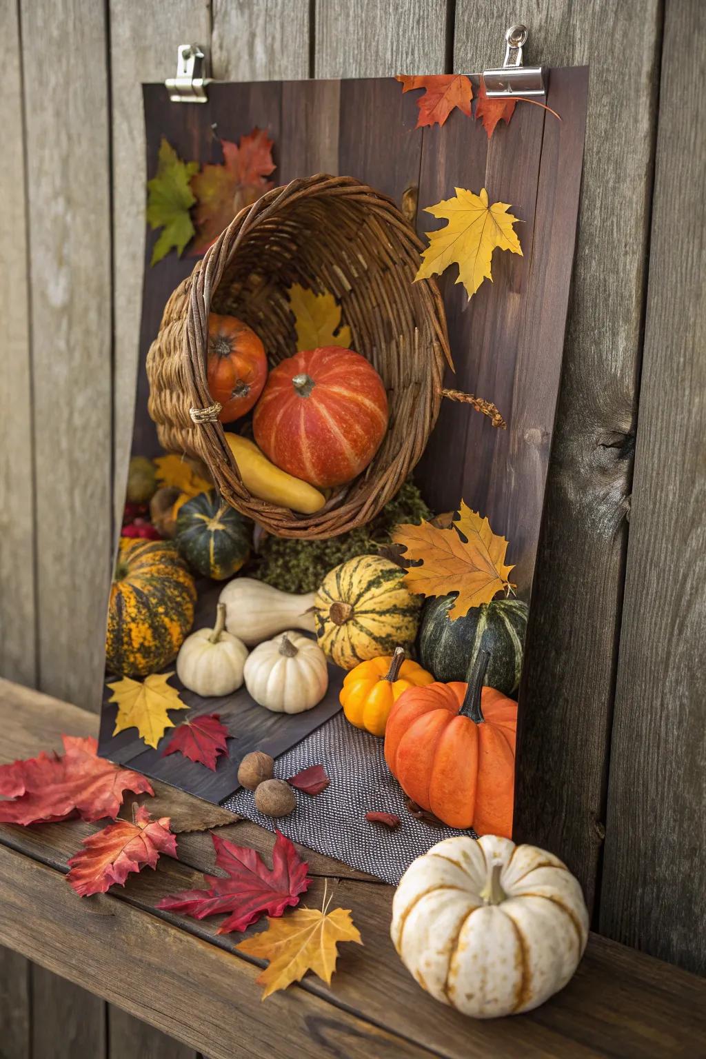Autumnal harvest harmony poster blending fall colors with Halloween spirit.