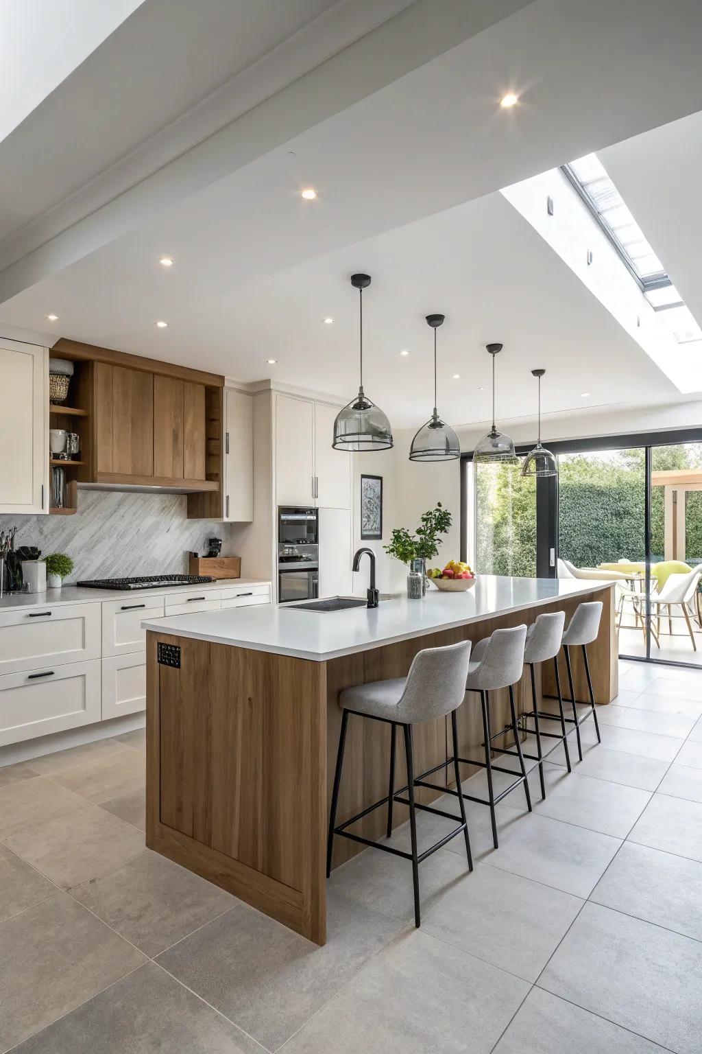 A clever galley amplification geared toward more function coupled with panache.