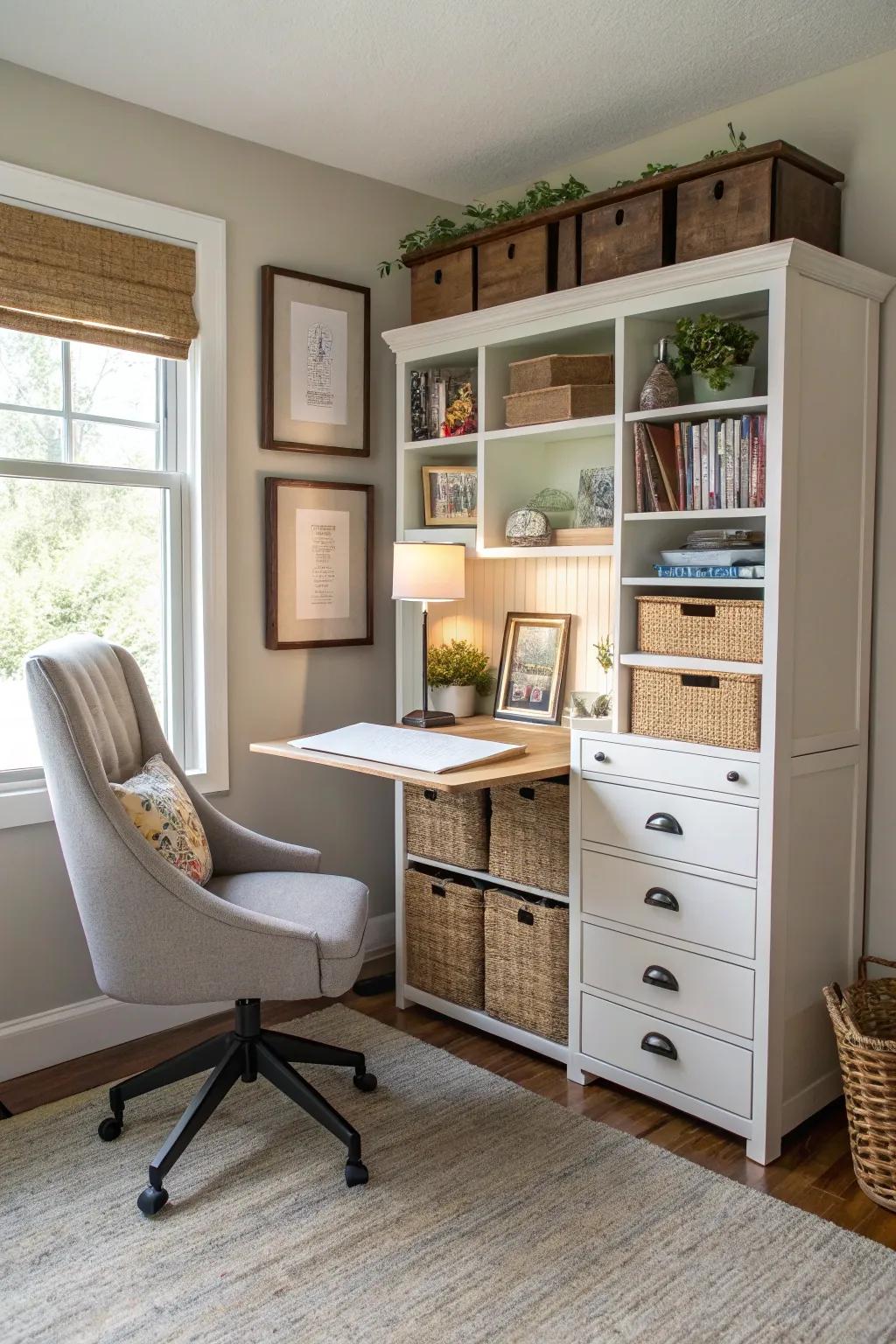 Changeable furniture maximizes space and use in small offices.