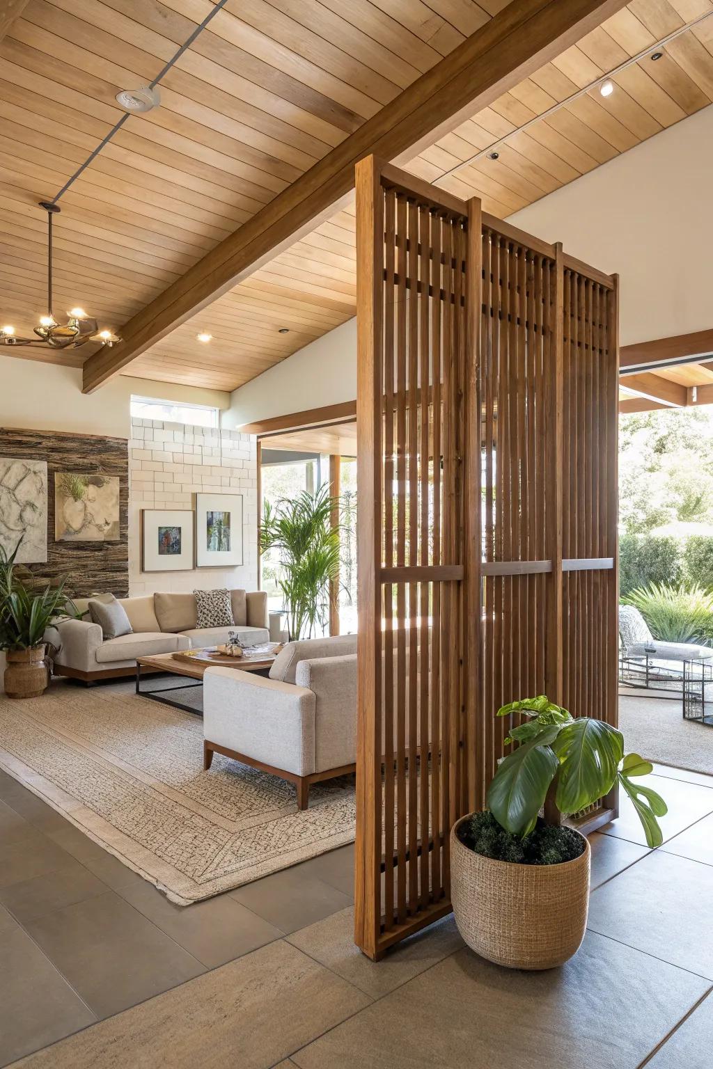 Define spaces elegantly with a timber divider.