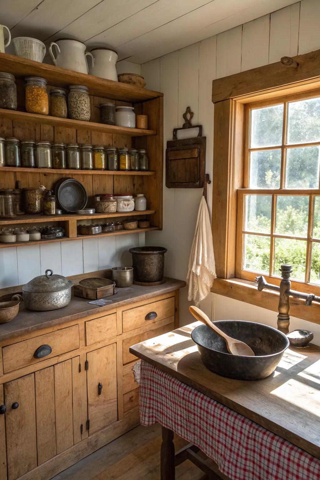 Classic acquisitions bring unique charm to this cottage kitchen.